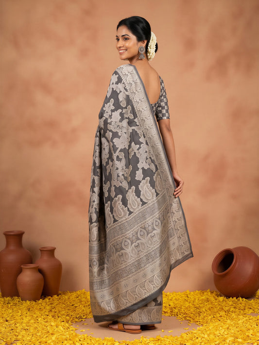 Black Organza saree – detail view 1