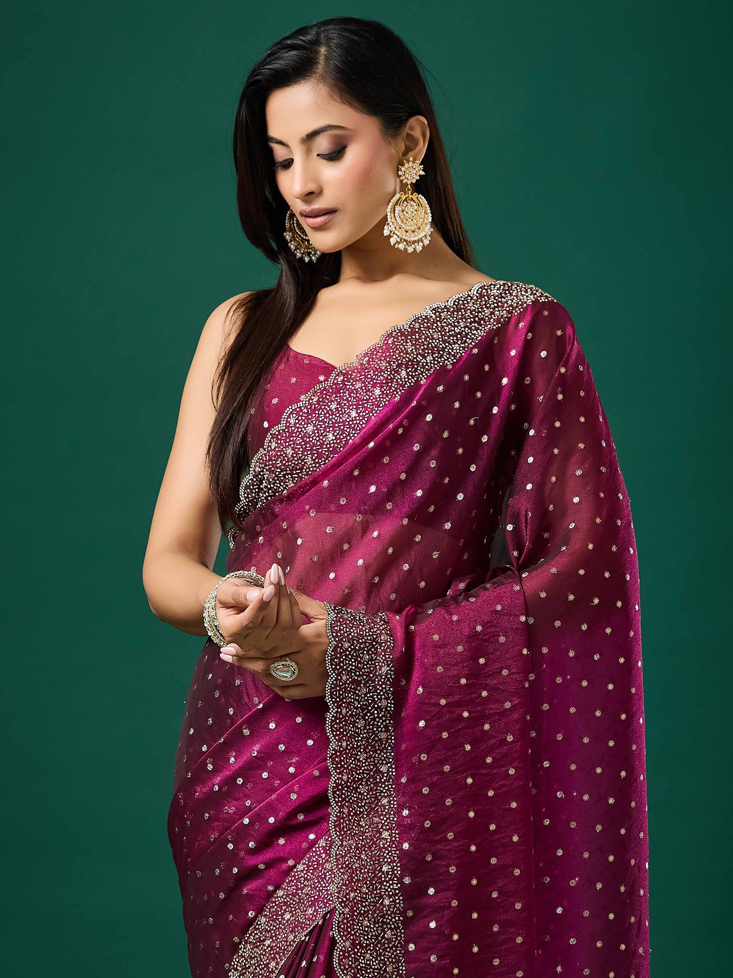 Purple Silk Blend saree – detail view 4