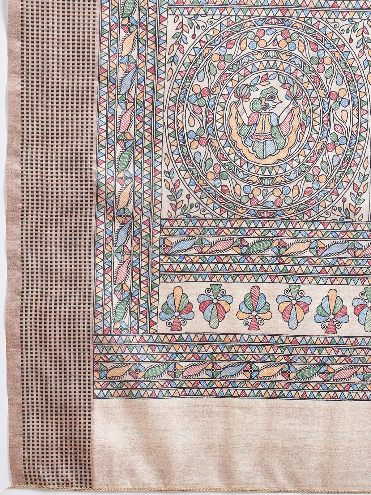 Beige Manipuri Silk saree – detail view 5