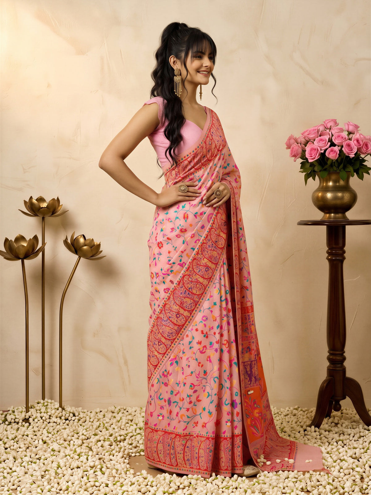 Pink Cotton Silk saree – detail view 2