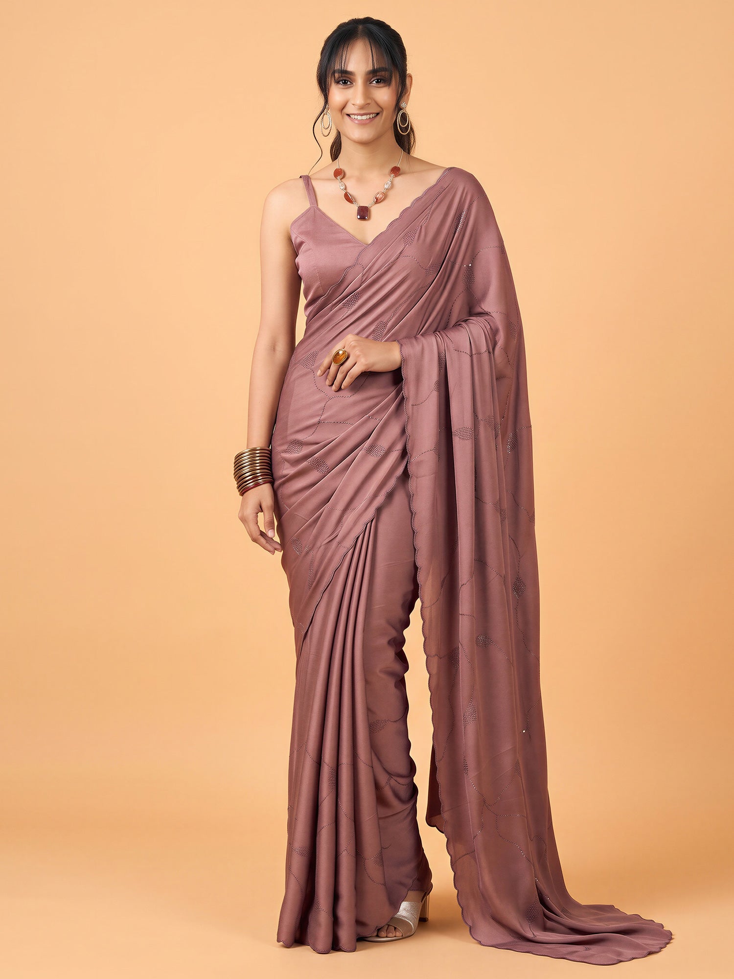 Mauve Satin Silk saree – detail view 3