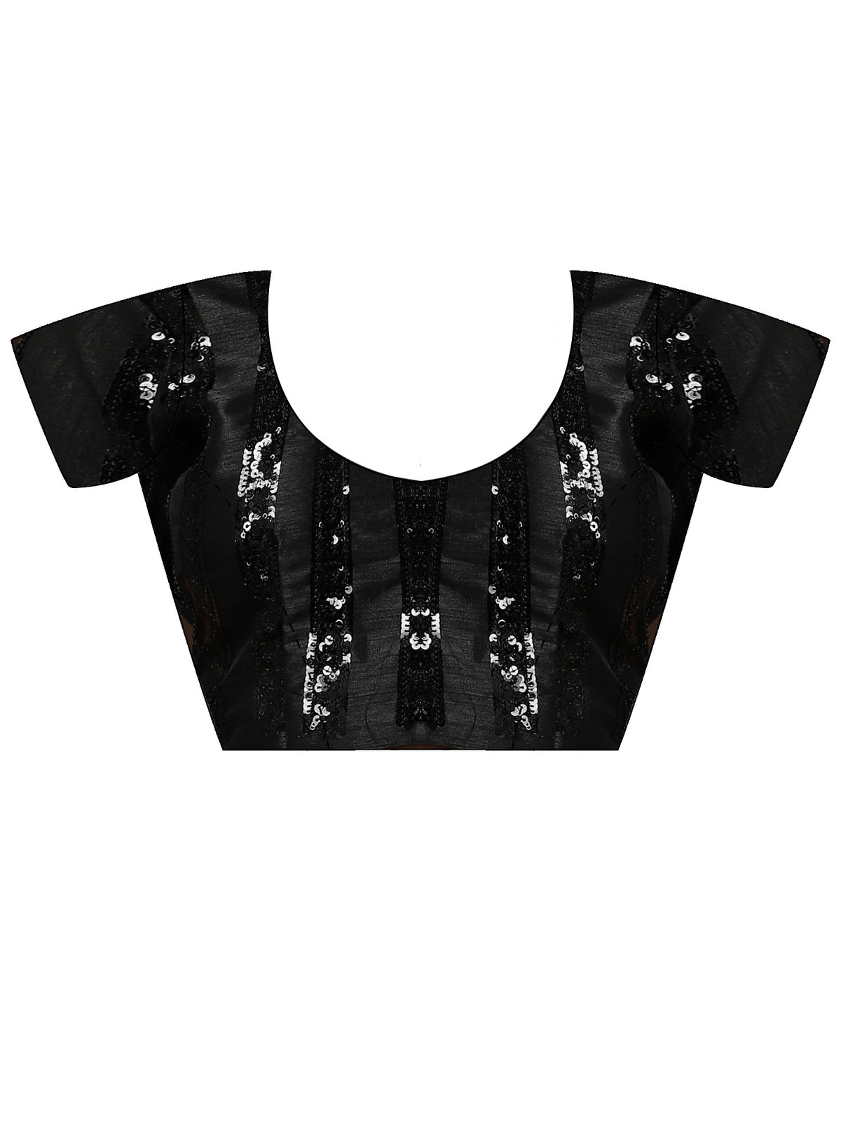Unstitched black pure georgette blouse piece with embellished design
