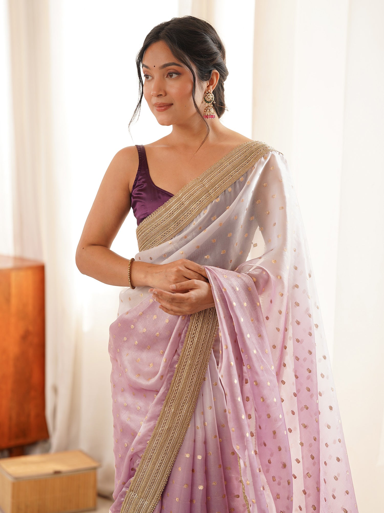 Lavender Silk Blend saree – detail view 3