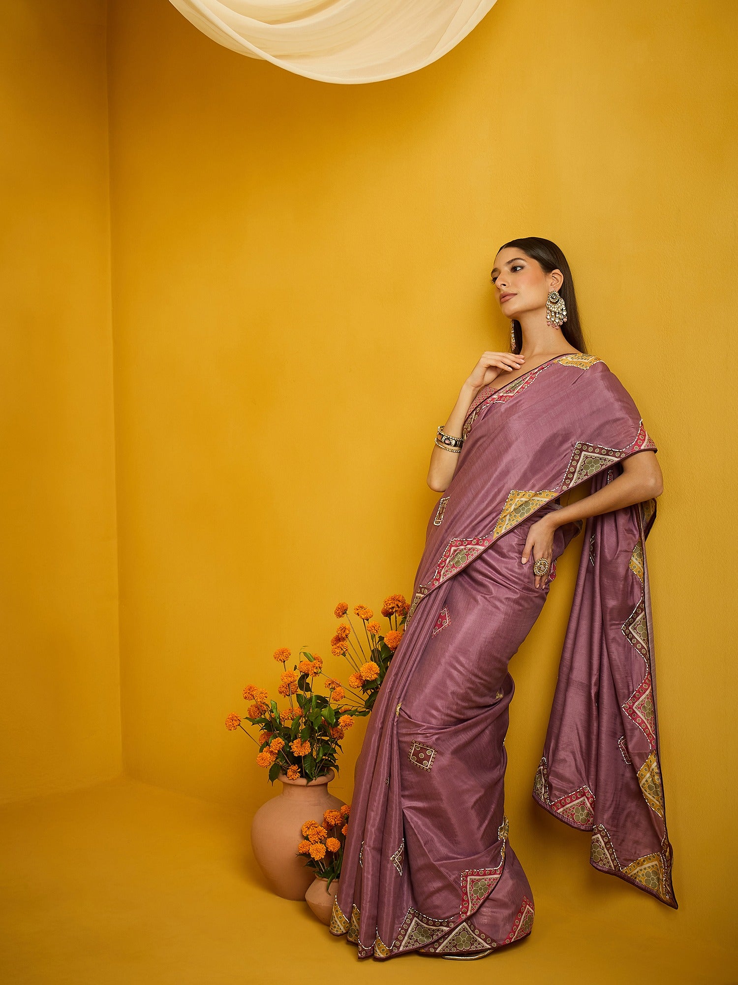 Lavender Silk Cotton saree – detail view 2