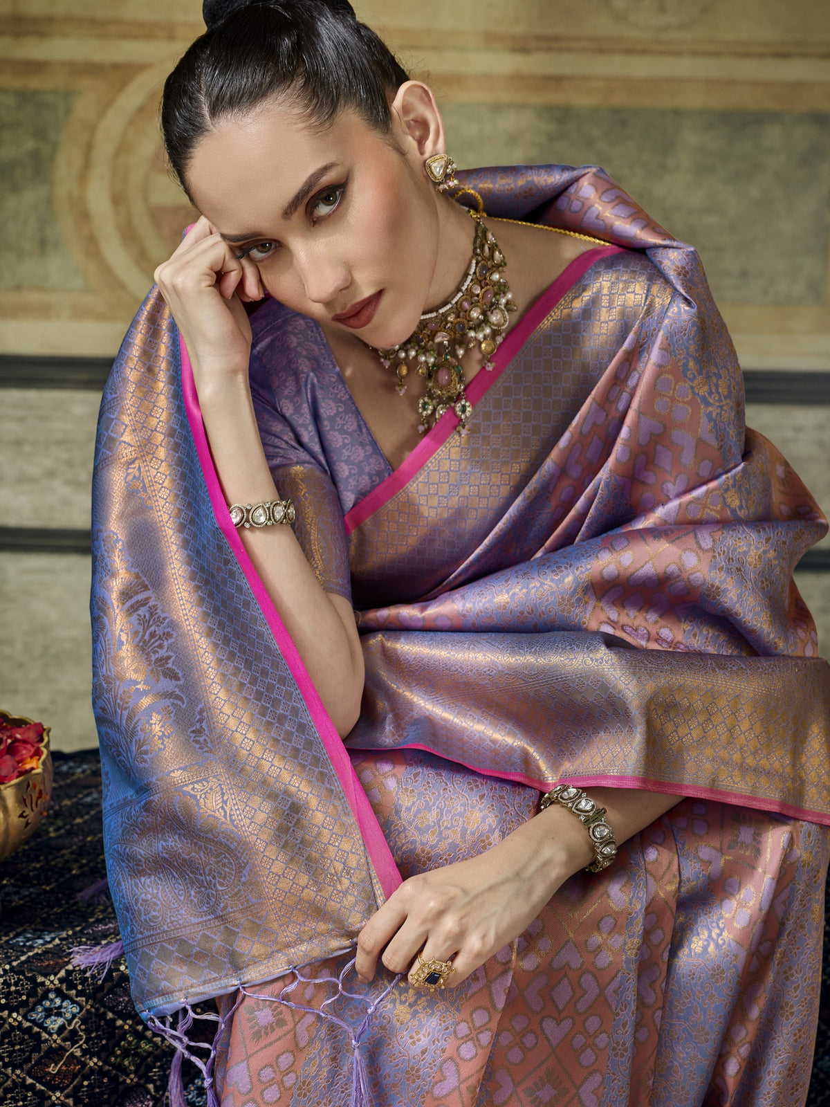 Lavender Pure Silk saree – detail view 1