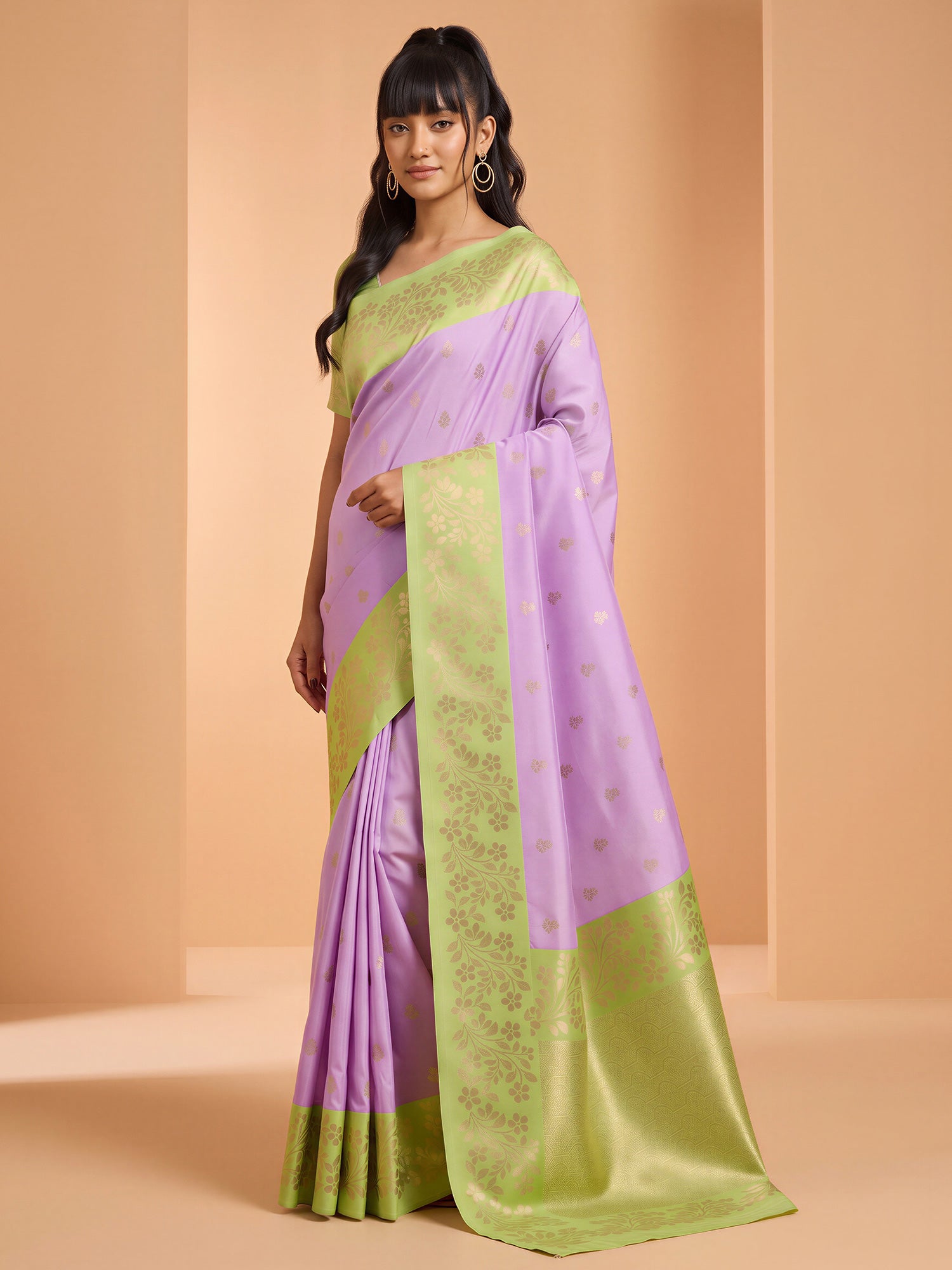 Purple Cotton Blend saree – detail view 2