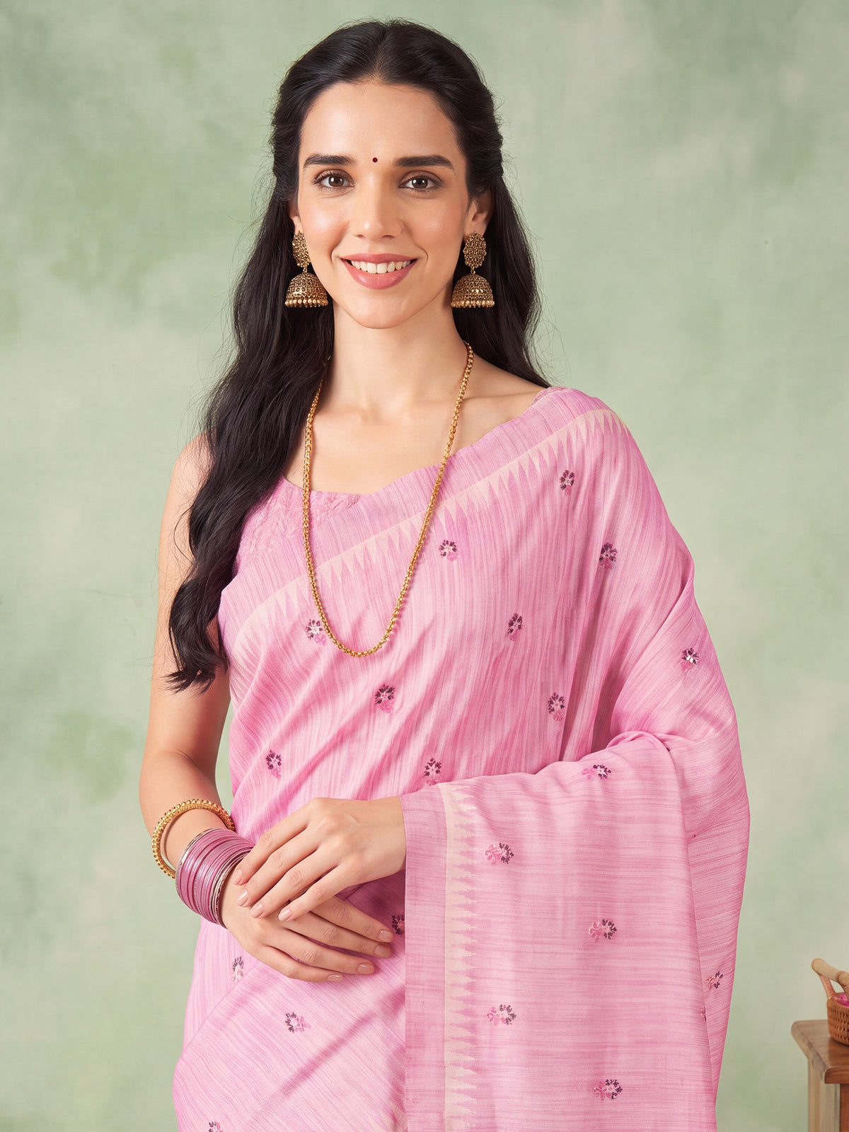 Pink Silk Blend saree – detail view 3
