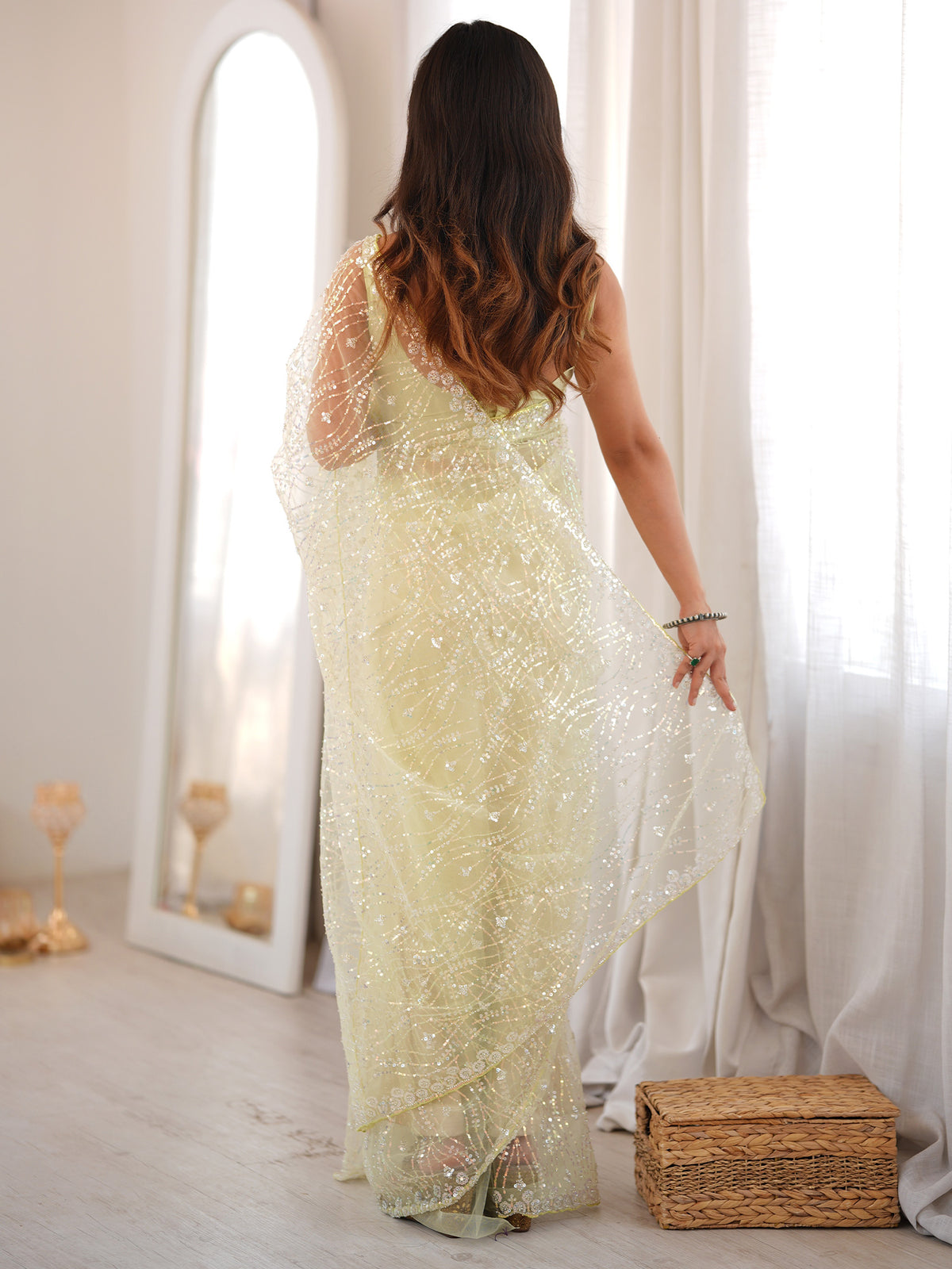 Light Green Net saree – detail view 1
