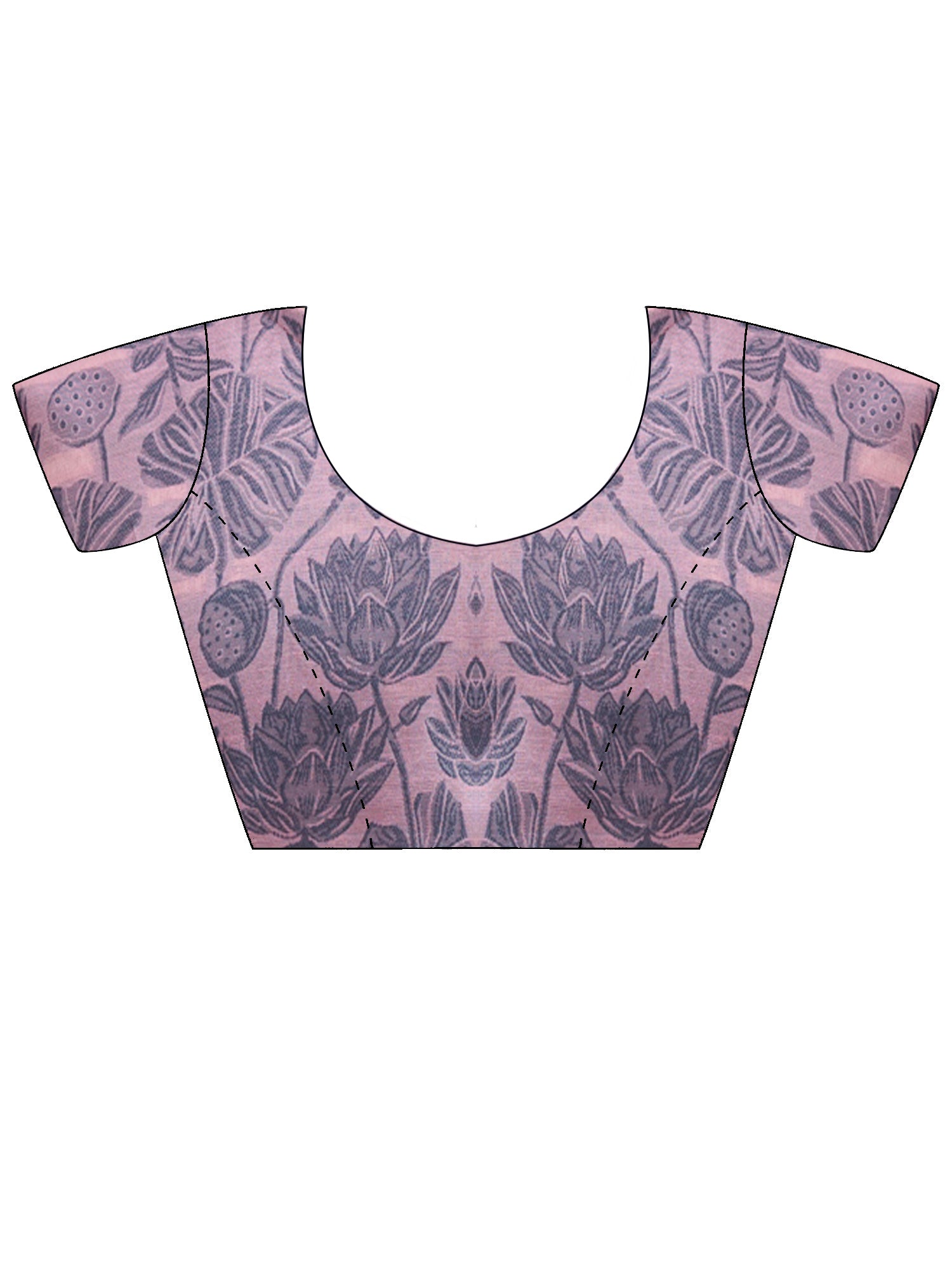 Unstitched pink viscose blouse piece with ethnic motif design