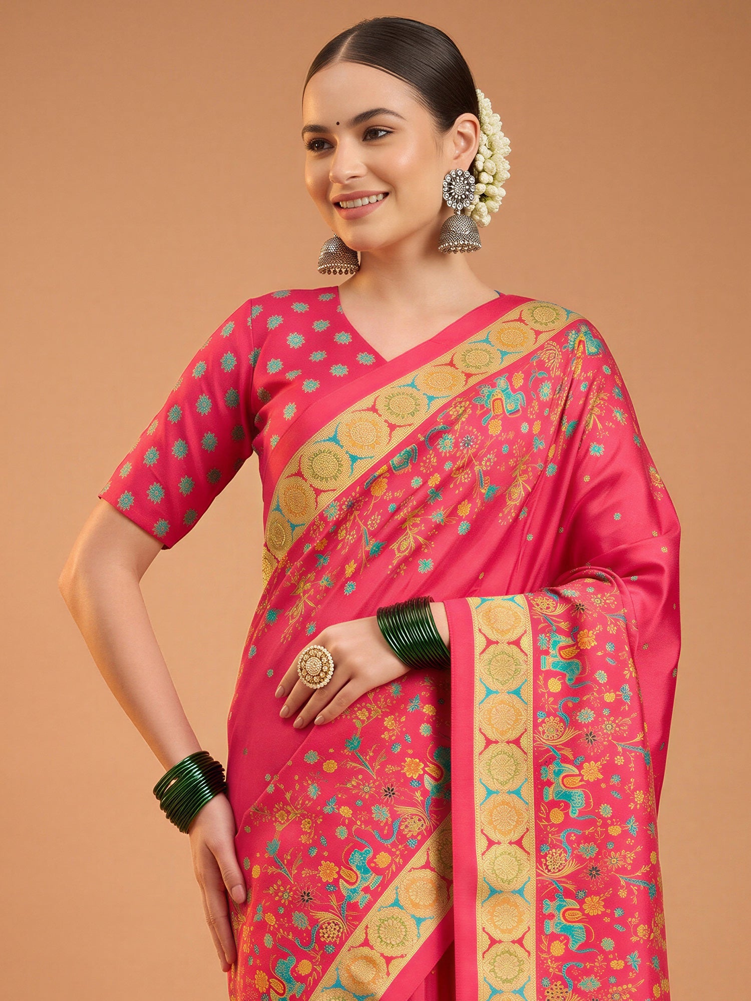 Pink Silk Blend saree – detail view 4