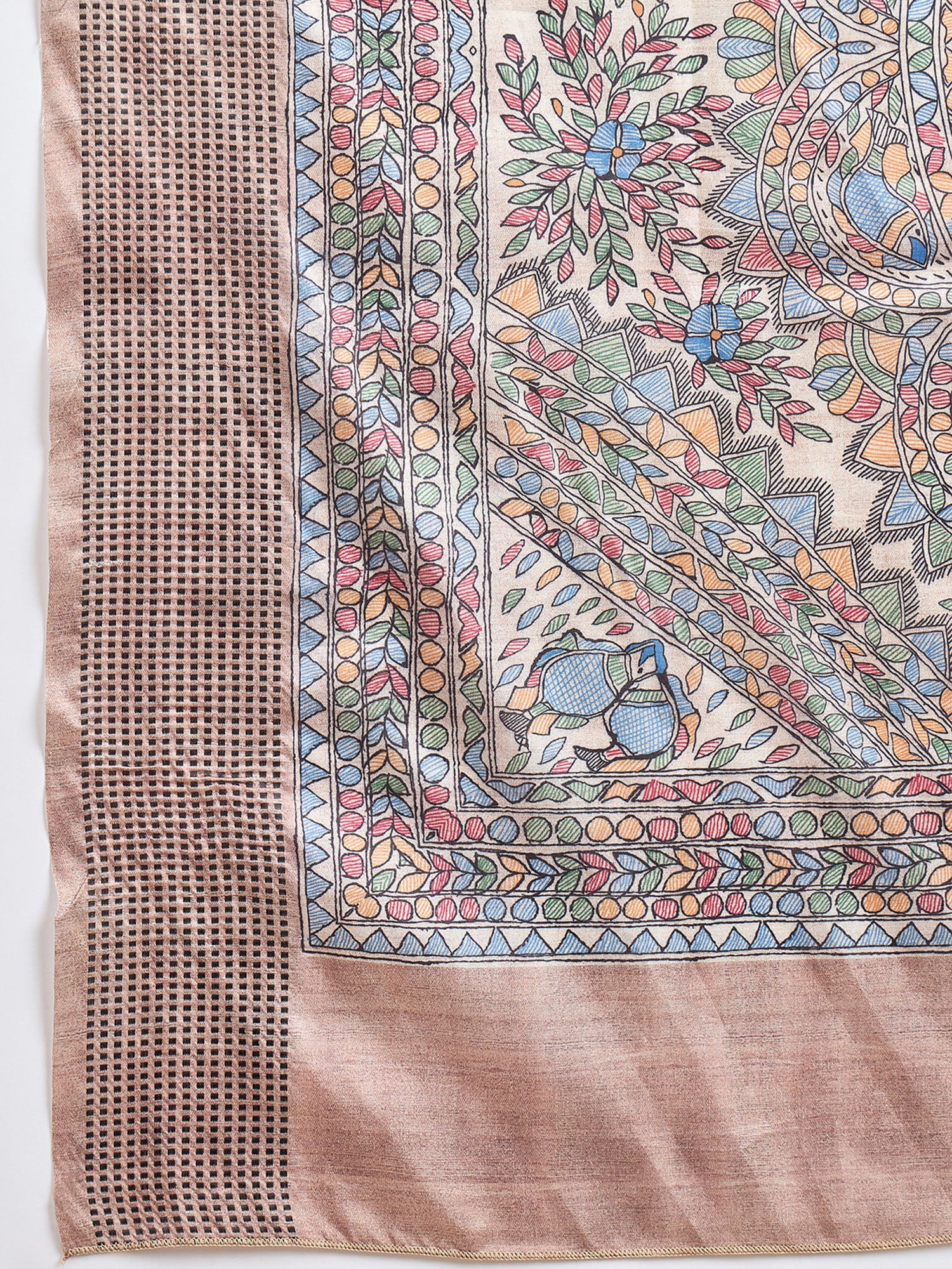 Beige Manipuri Silk saree – detail view 5