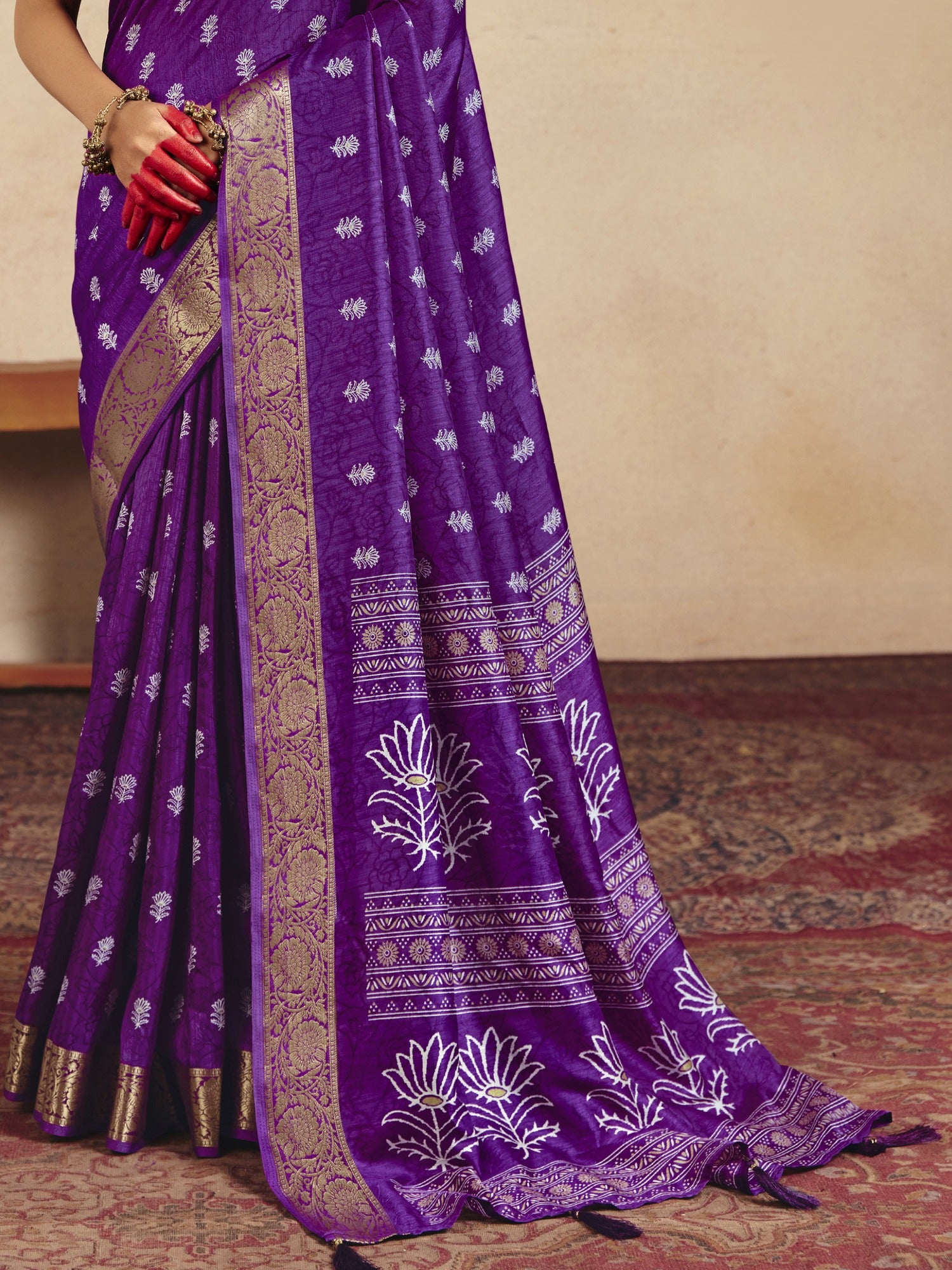 Purple Tussar Silk saree – detail view 1