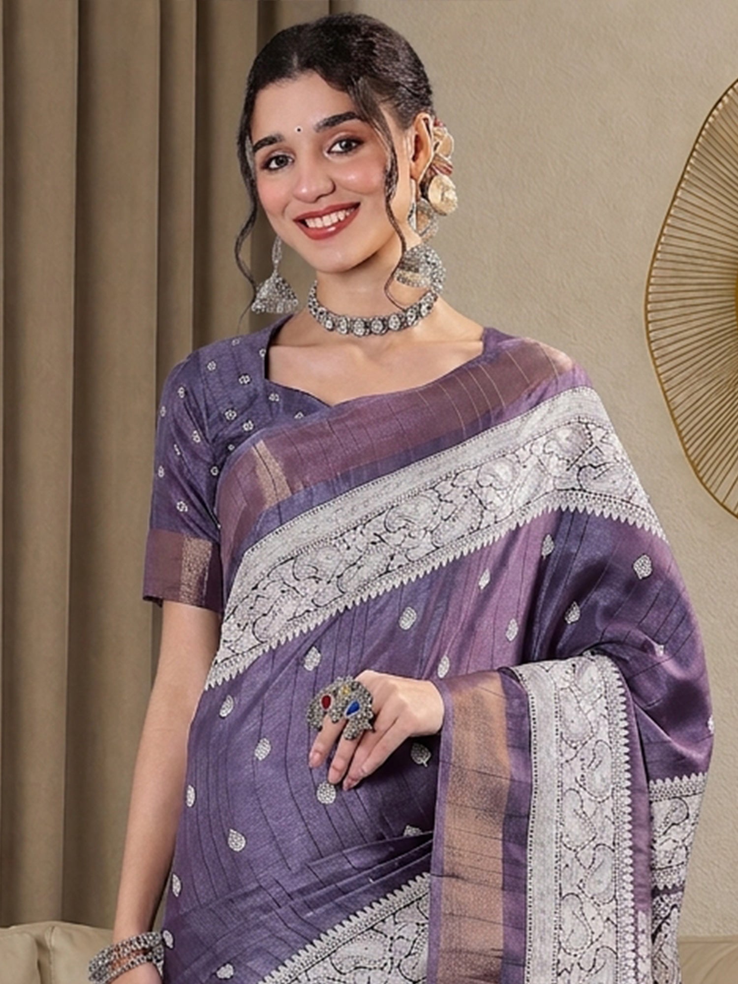 Lavender Silk Blend saree – detail view 4
