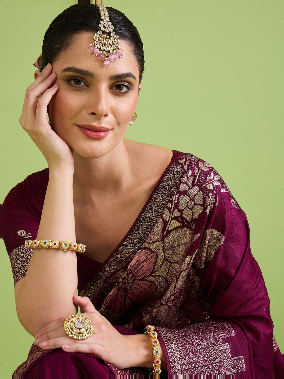 Wine Silk Blend saree – detail view 5