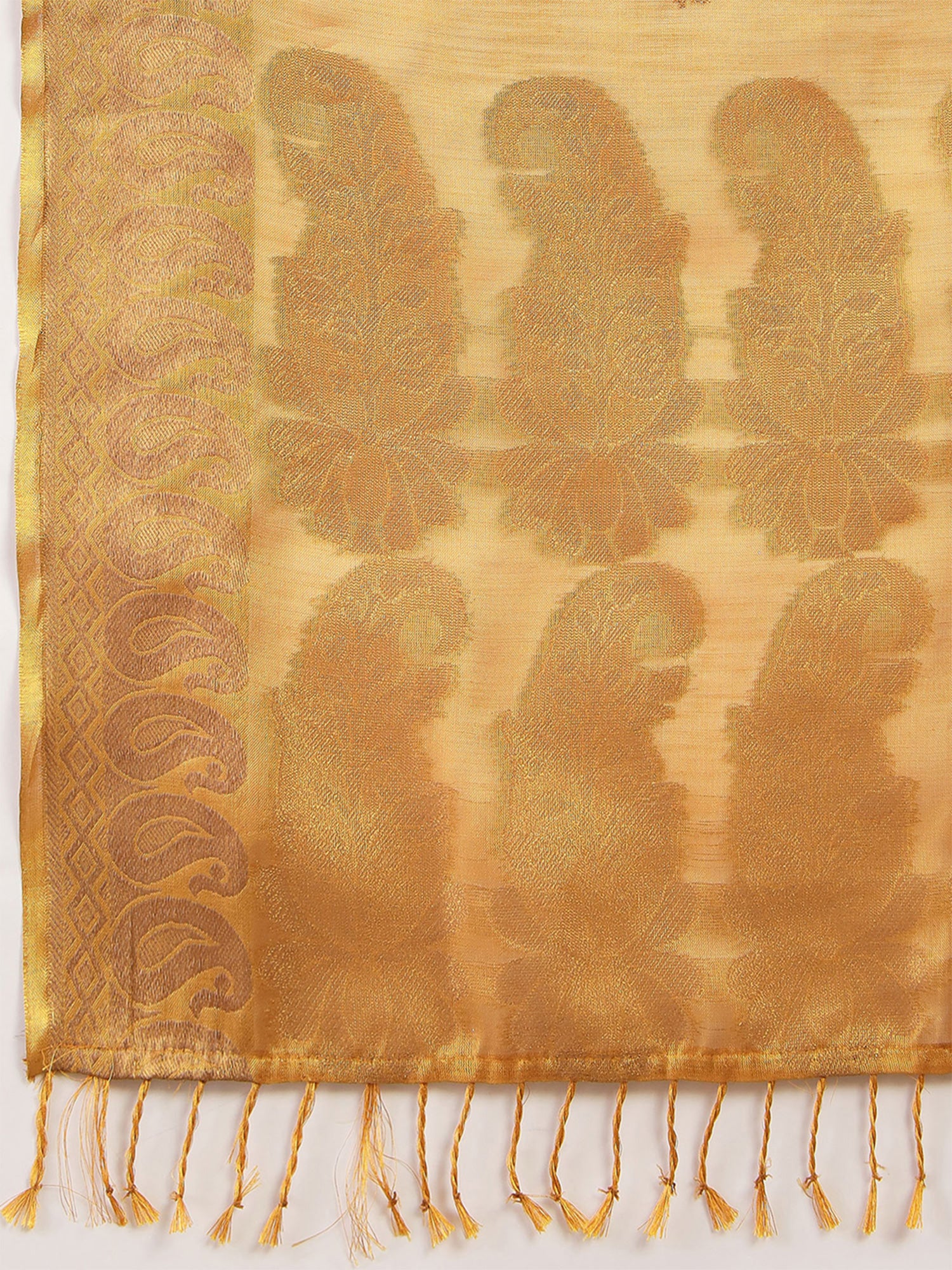 Mustard Linen saree – detail view 5