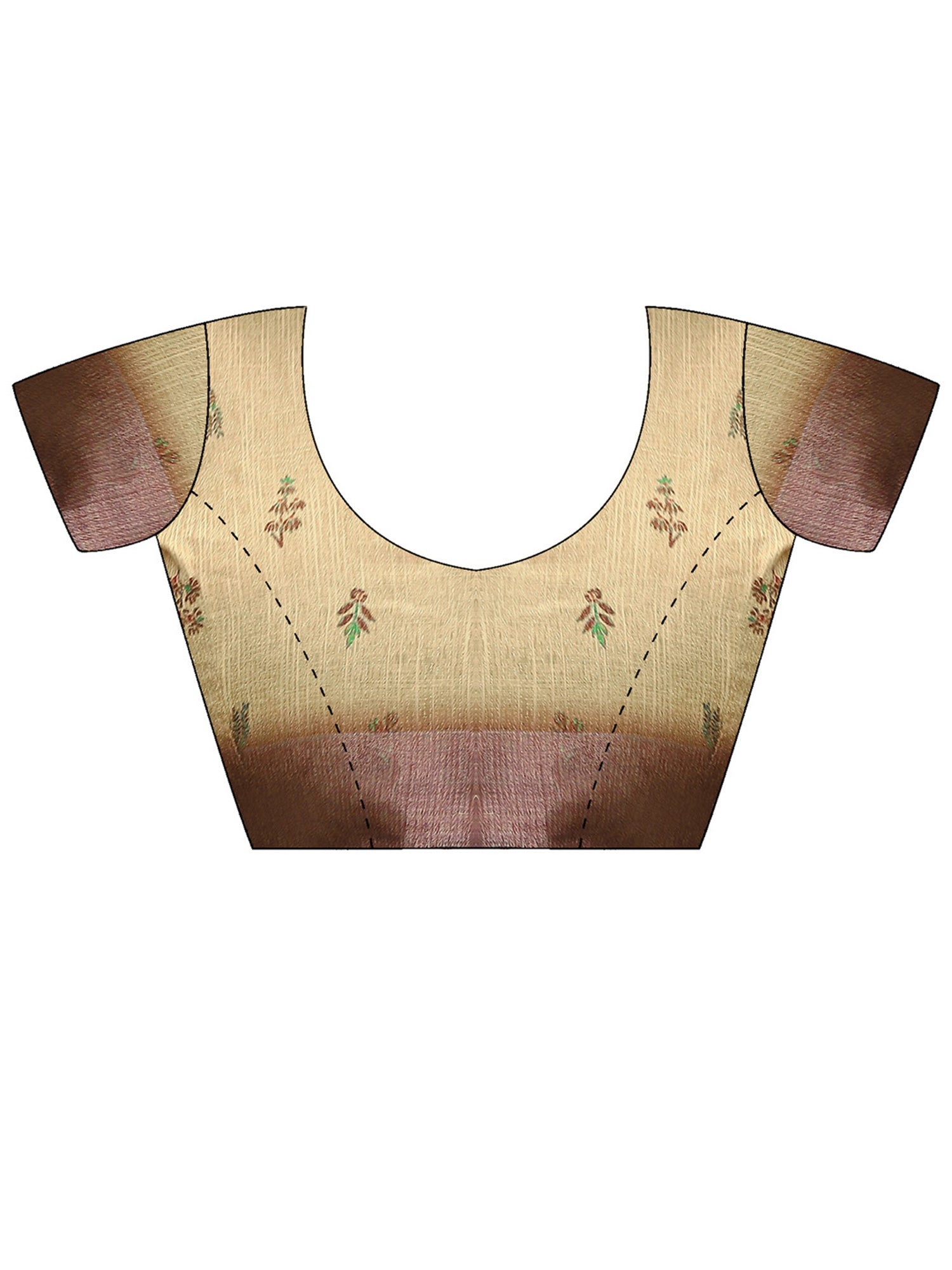 Unstitched cream cotton silk blouse piece with ethnic motif design