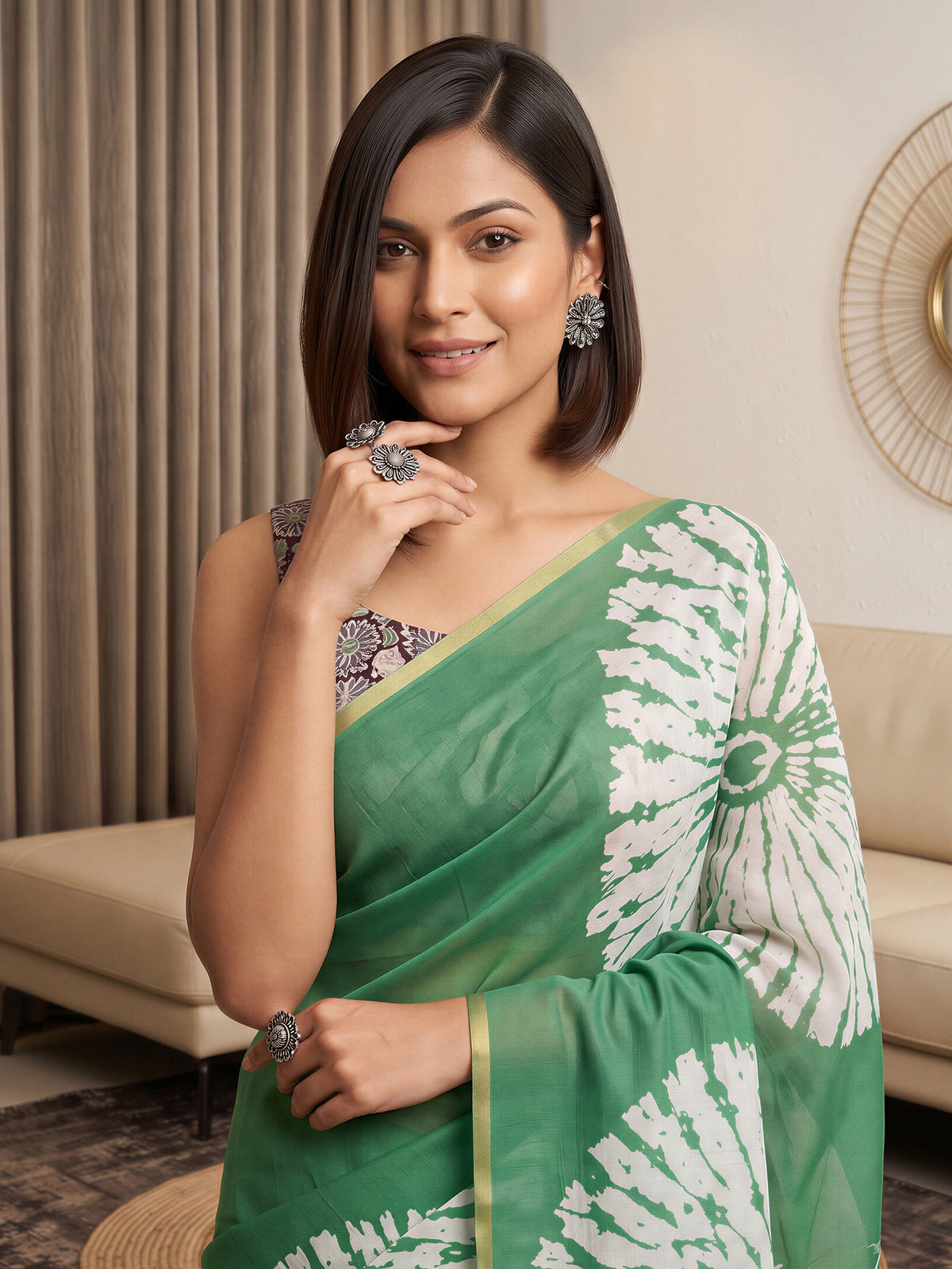 Light Green Cotton Blend saree – detail view 4