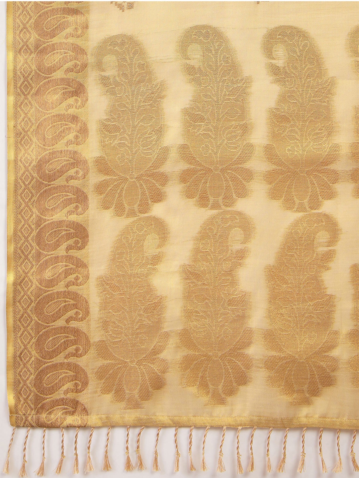 Cream Linen saree – detail view 5