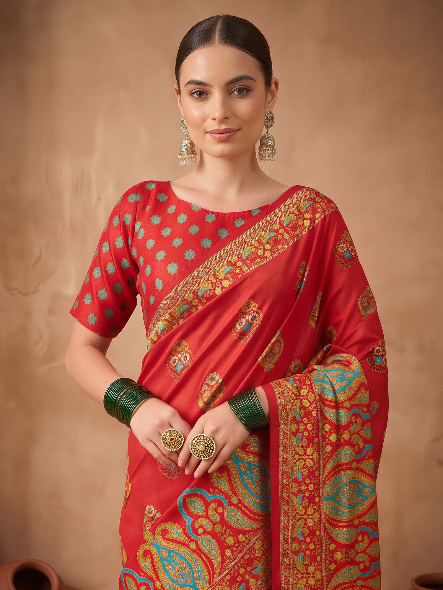 Red Silk Blend saree – detail view 4