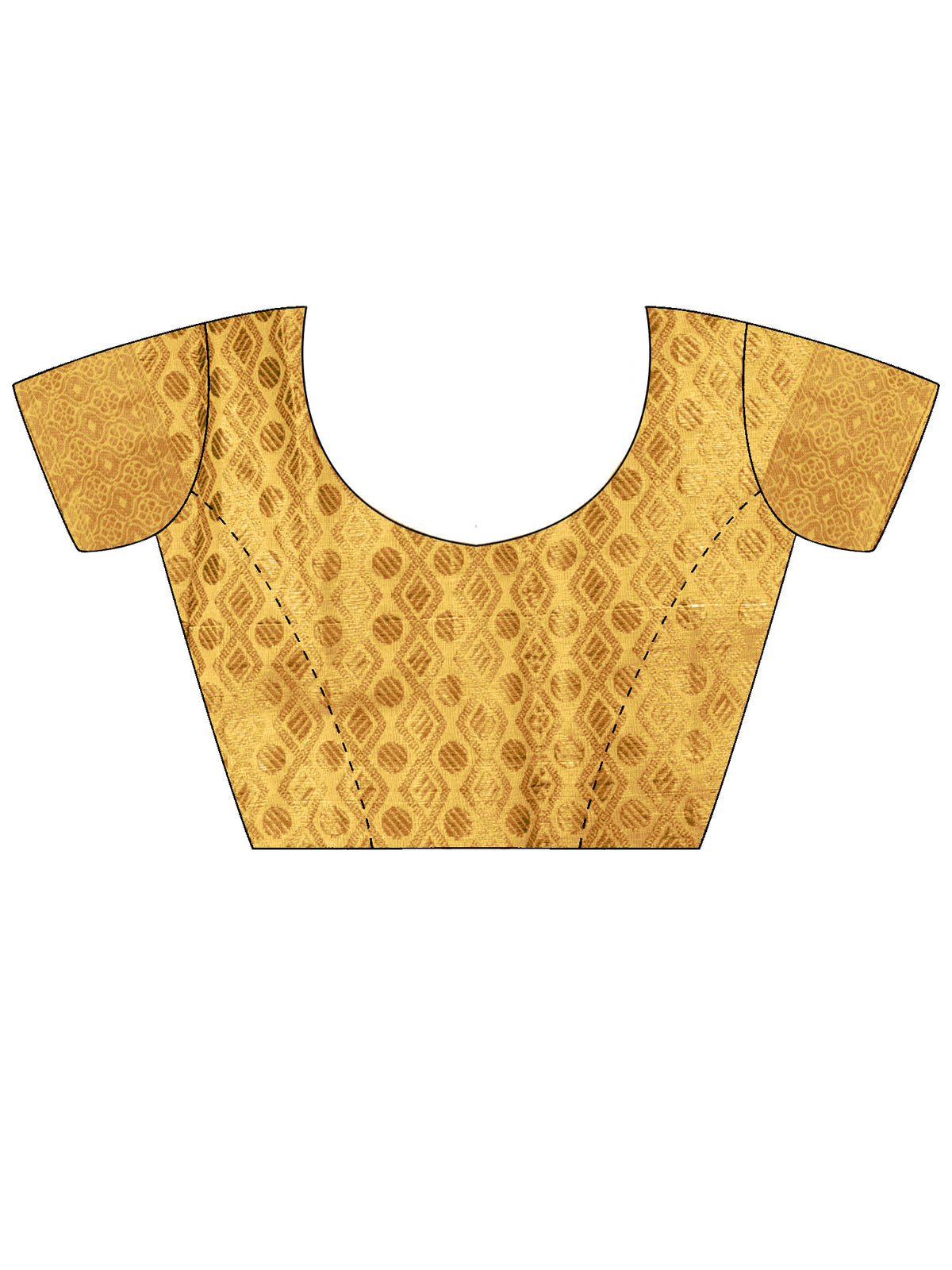 Unstitched yellow silk blend blouse piece with woven design design