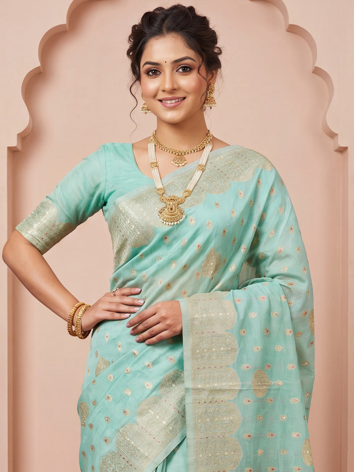 Light Blue Silk Blend saree – detail view 4