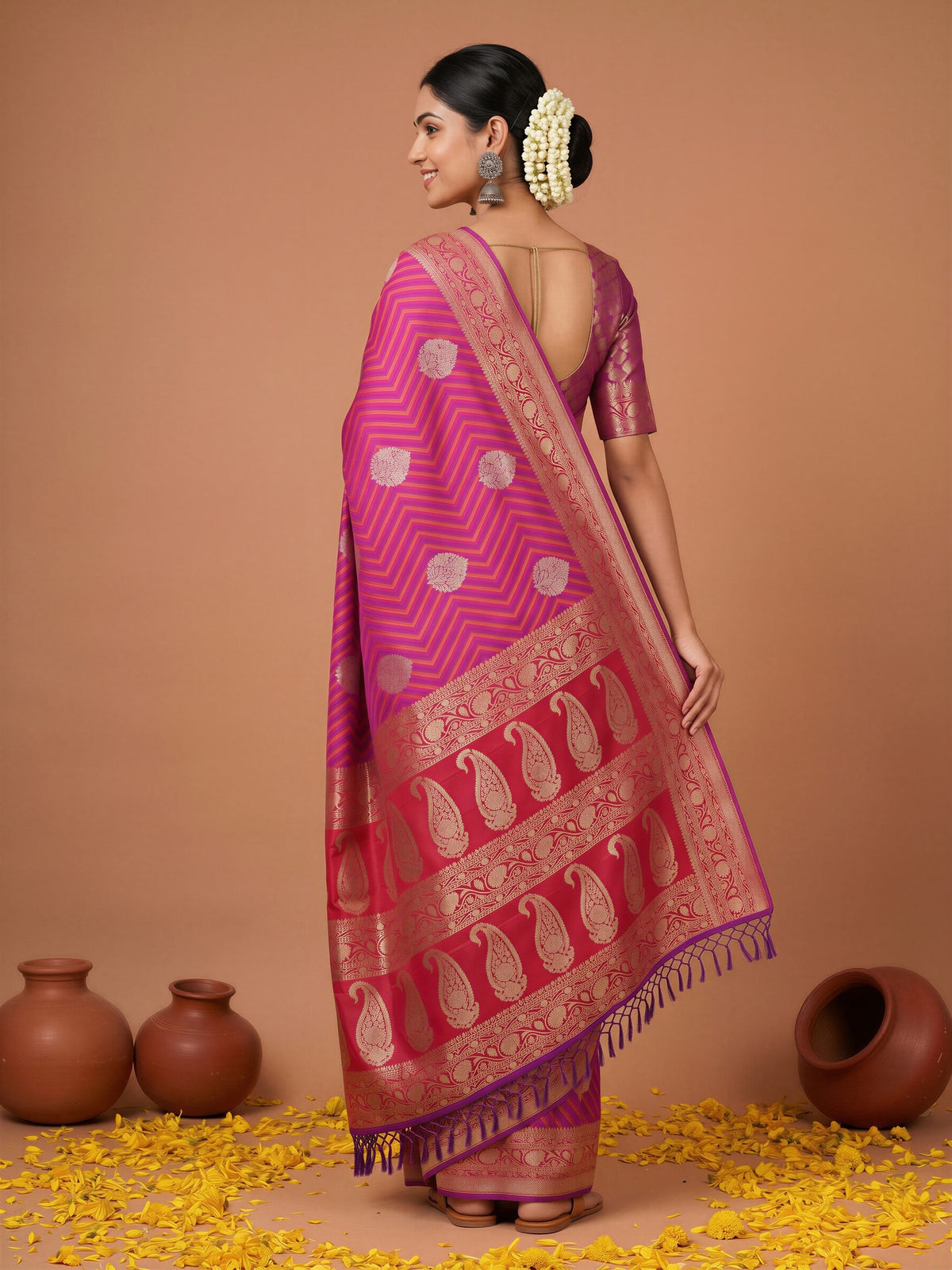 Purple Silk Blend saree – detail view 1