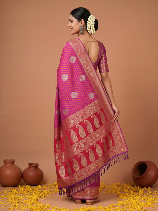 Purple Silk Blend saree – detail view 1