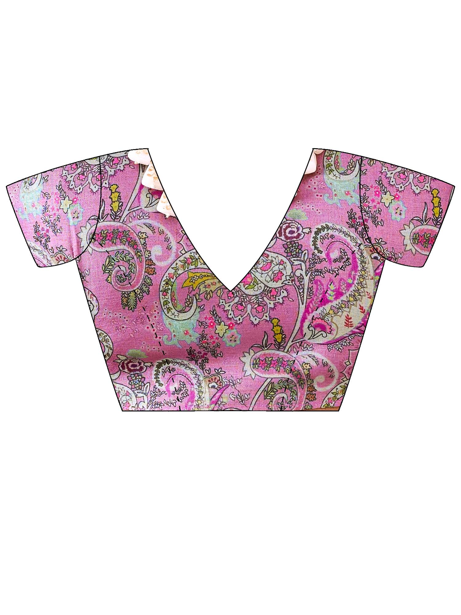 Unstitched mauve tussar silk blouse piece with kalamkari design