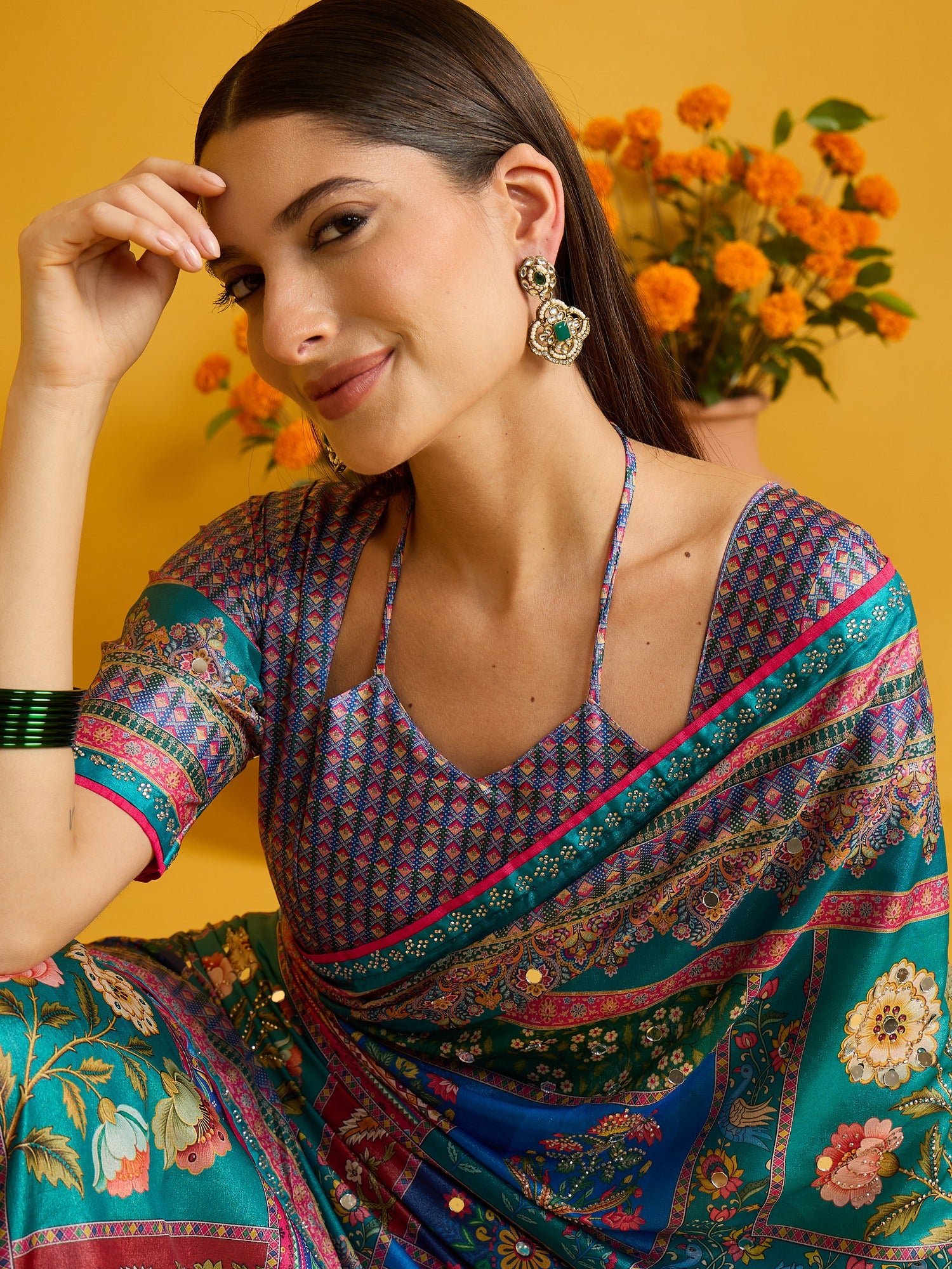 Light Blue Silk Blend saree – detail view 4