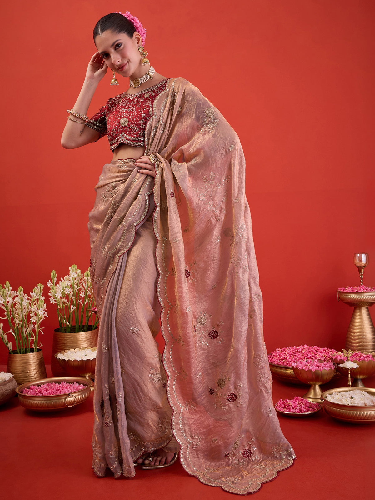 Metallic Satin Silk saree – detail view 2