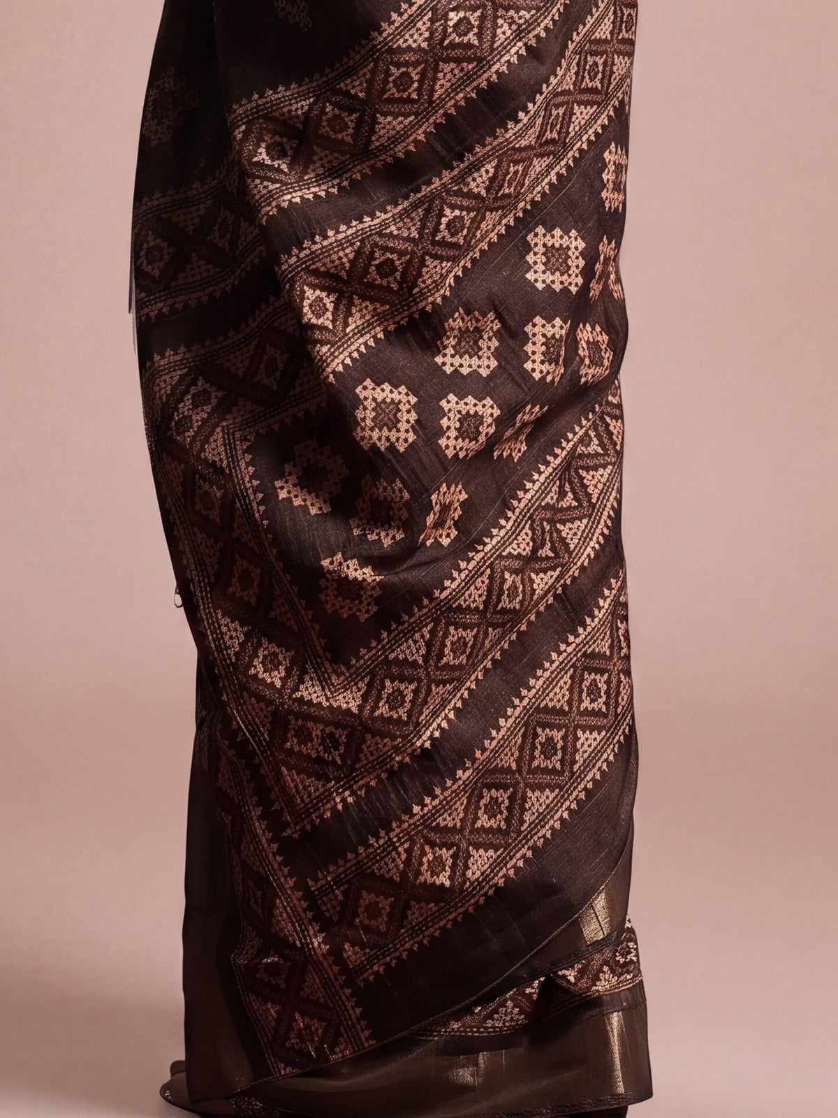 Brown Silk Blend saree – detail view 5