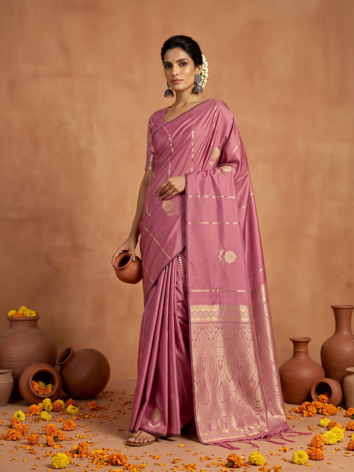 Mauve Satin Silk saree – detail view 2