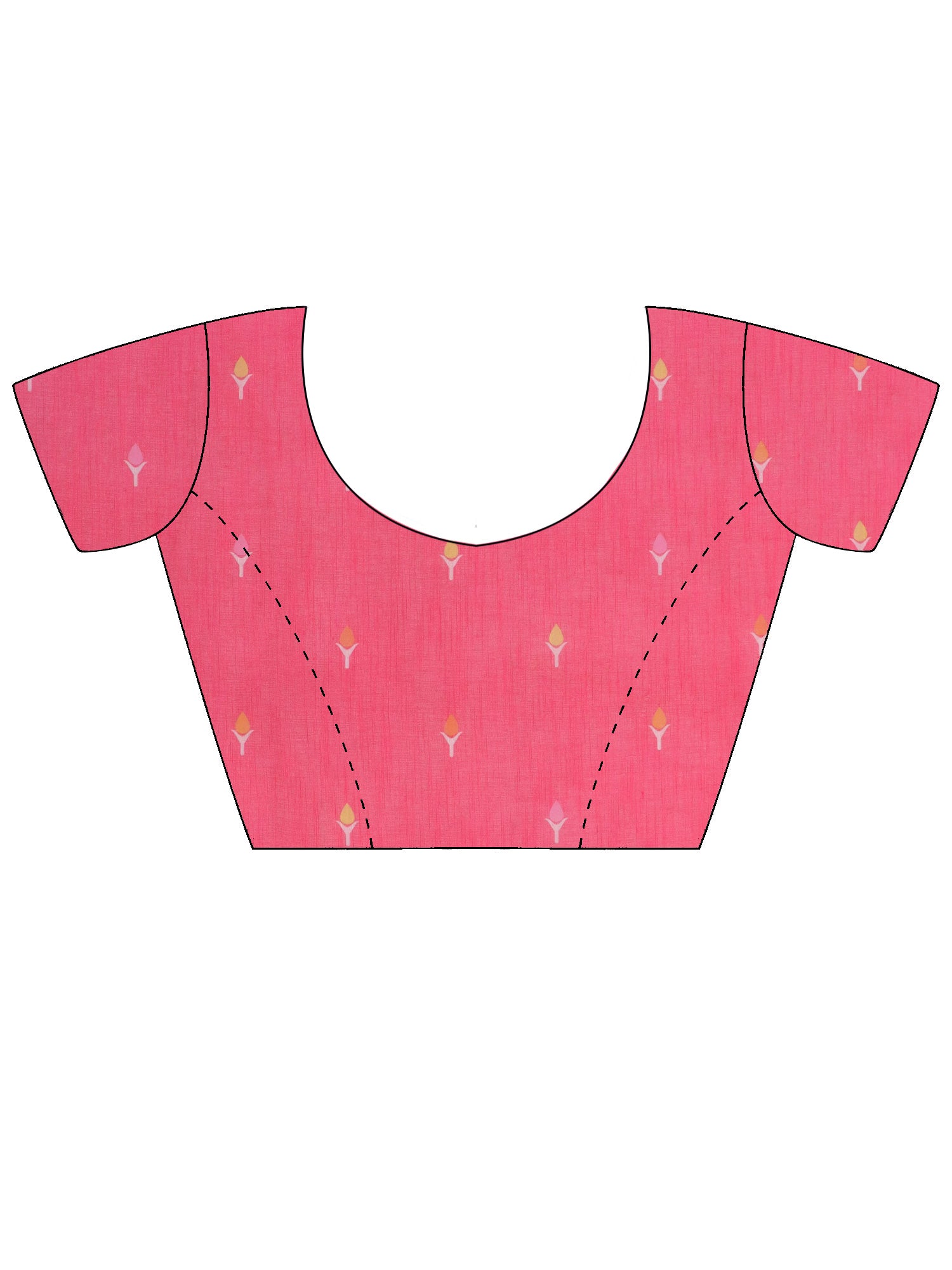 Unstitched pink cotton linen blouse piece with botanical design