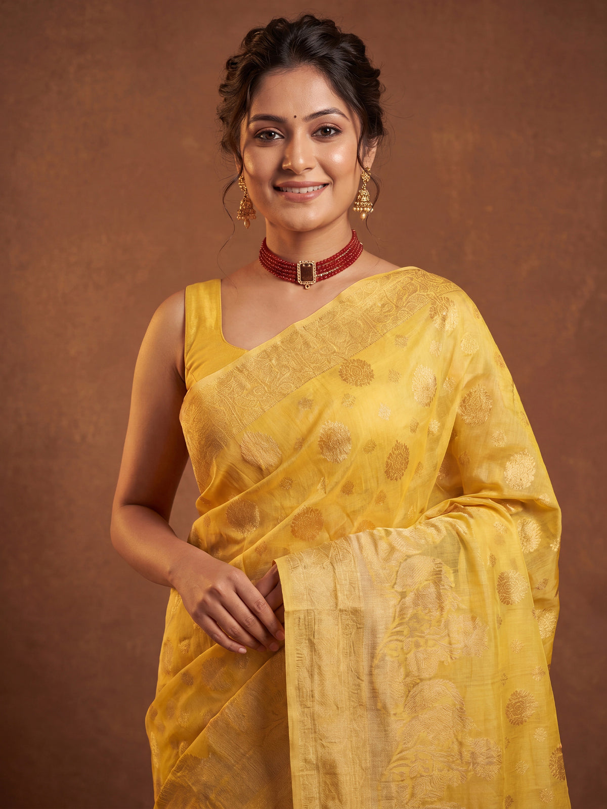 Yellow Silk Blend saree – detail view 4