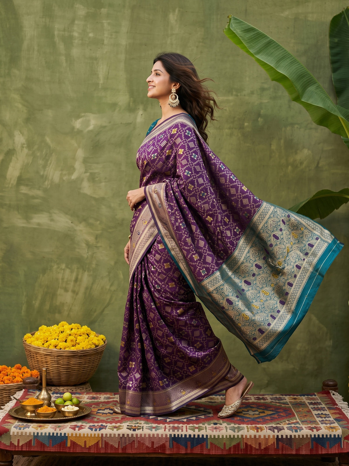 Purple Silk Blend saree – detail view 2