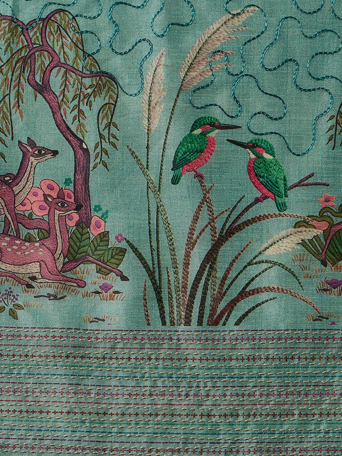 Light Blue art silk saree view 7