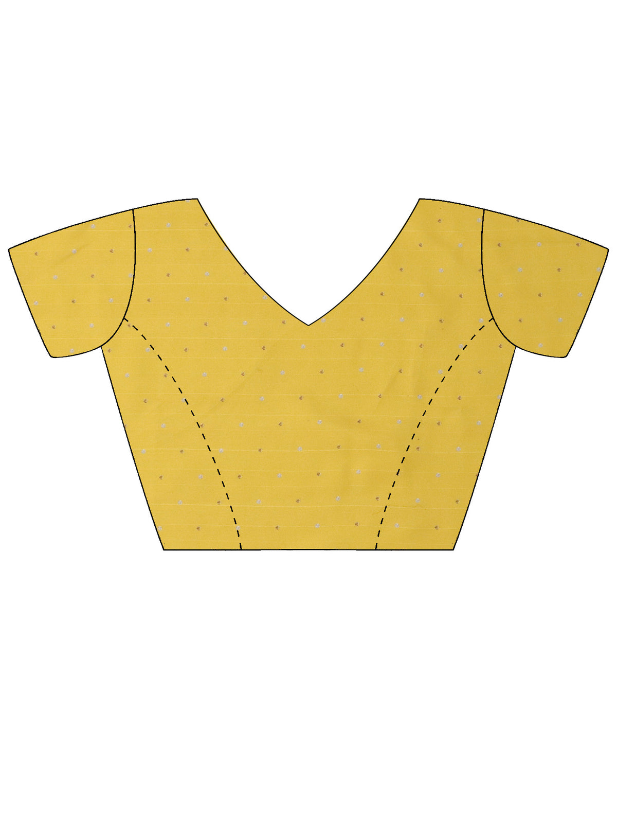 Unstitched yellow dola silk blouse piece with zari butta design