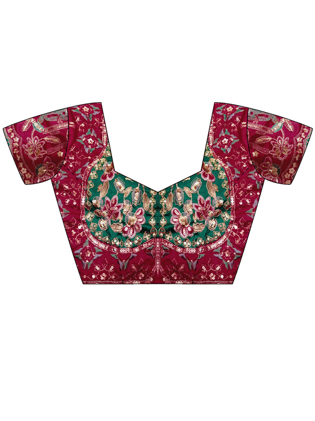 Unstitched pink pure georgette blouse piece with embellished design