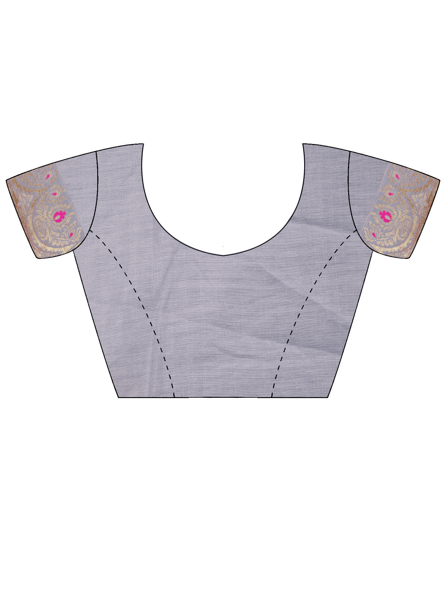 Unstitched grey silk blend blouse piece with woven design design