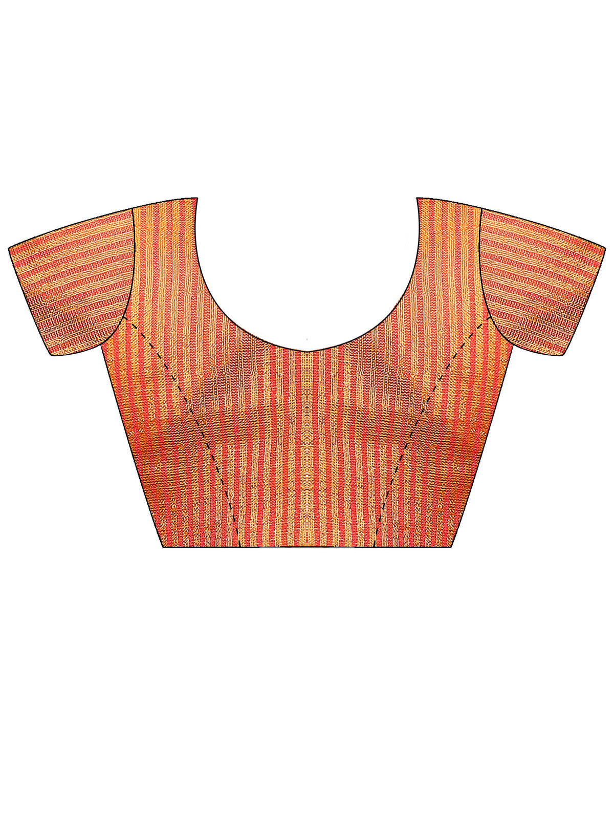 Unstitched orange linen blouse piece with ethnic motif design