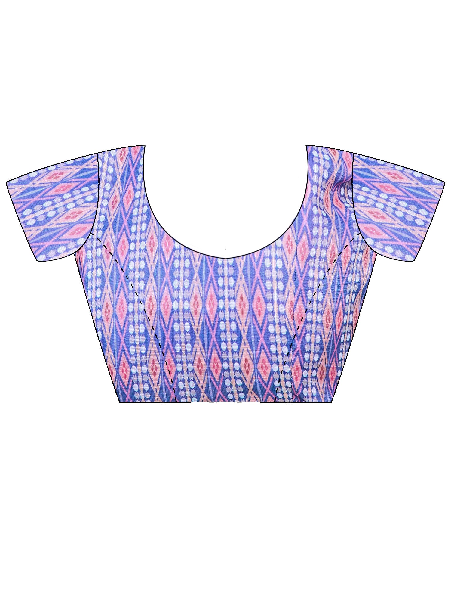 Unstitched multicolored cotton linen blouse piece with ethnic motif design