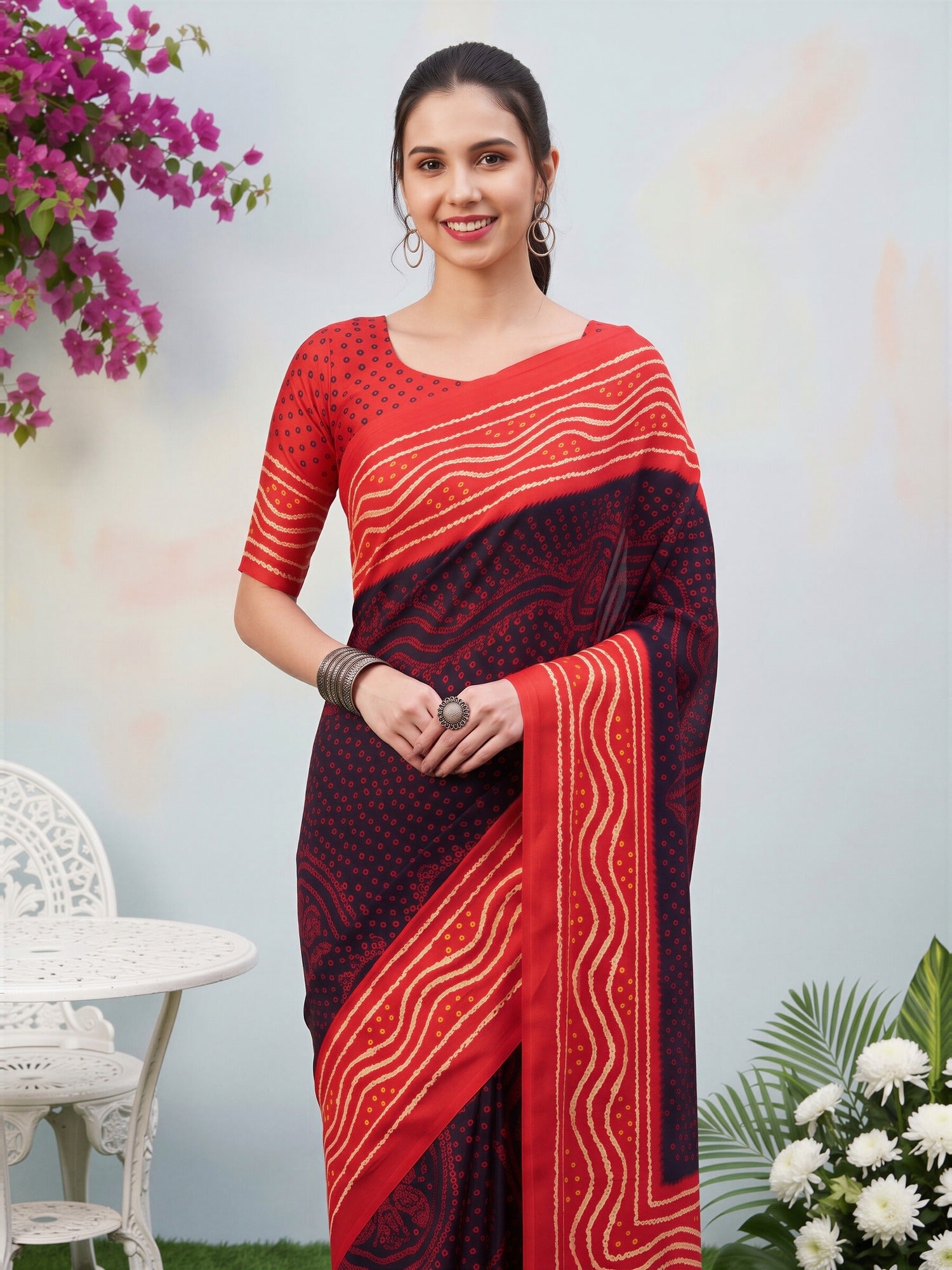 Black Satin Silk saree – detail view 4
