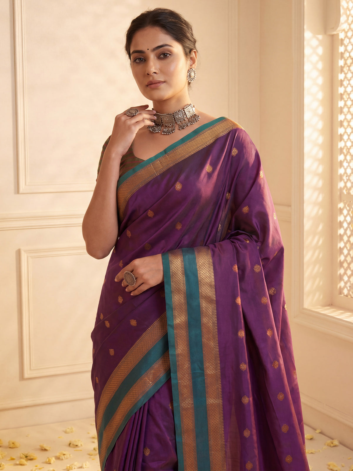 Purple Soft Silk saree – detail view 4