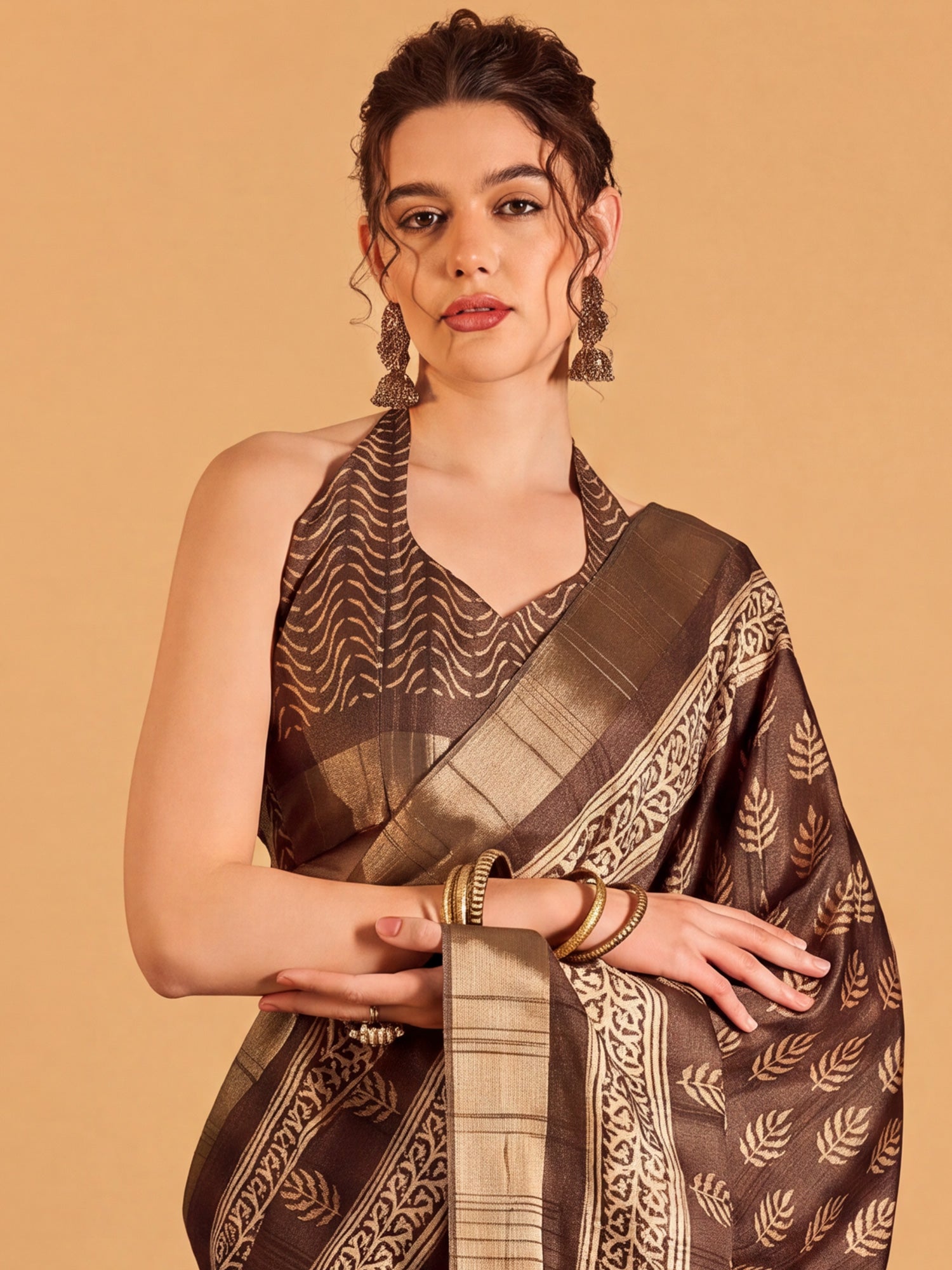 Brown Silk Blend saree – detail view 4