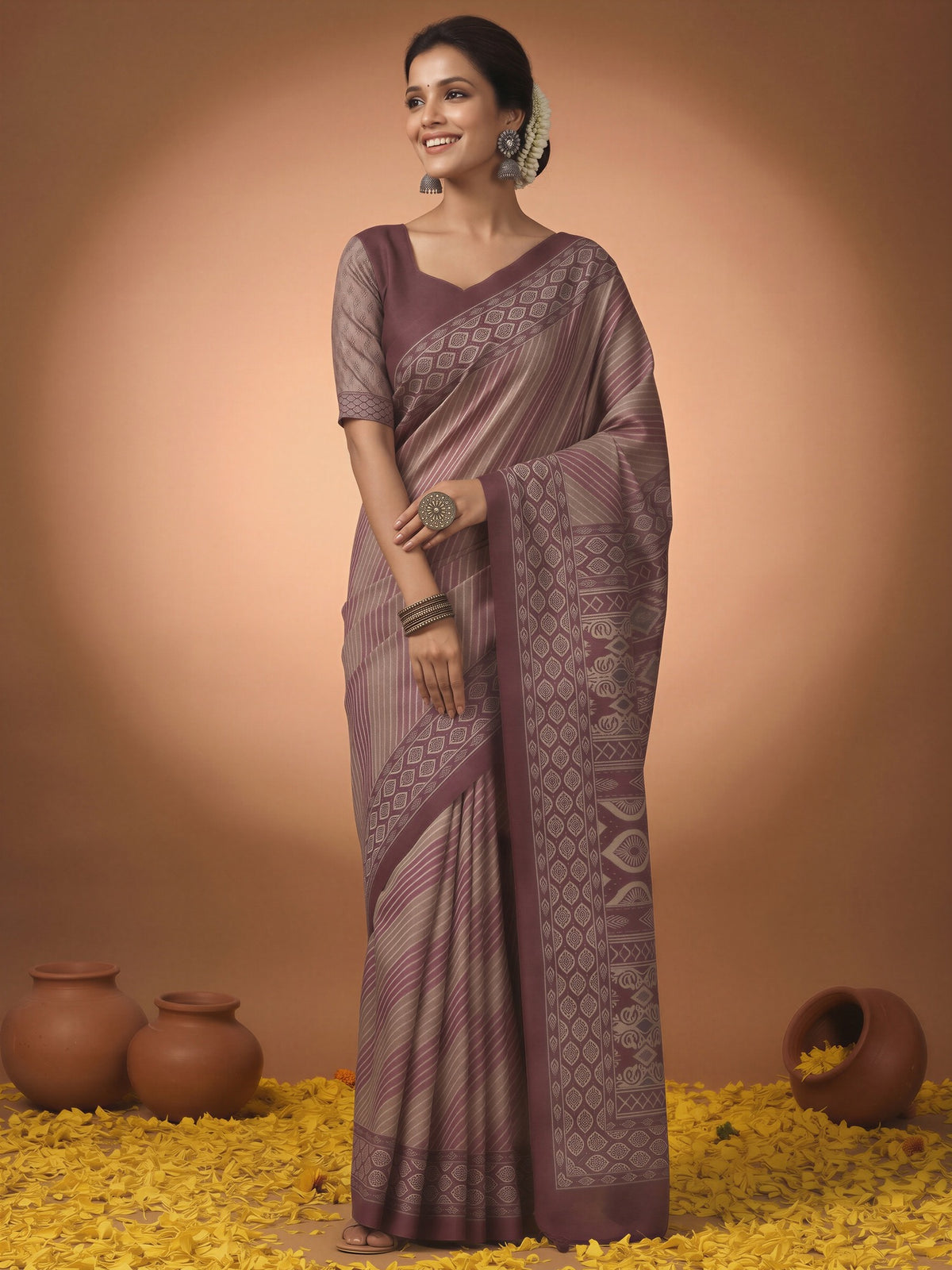 Mauve Silk Blend saree – detail view 3