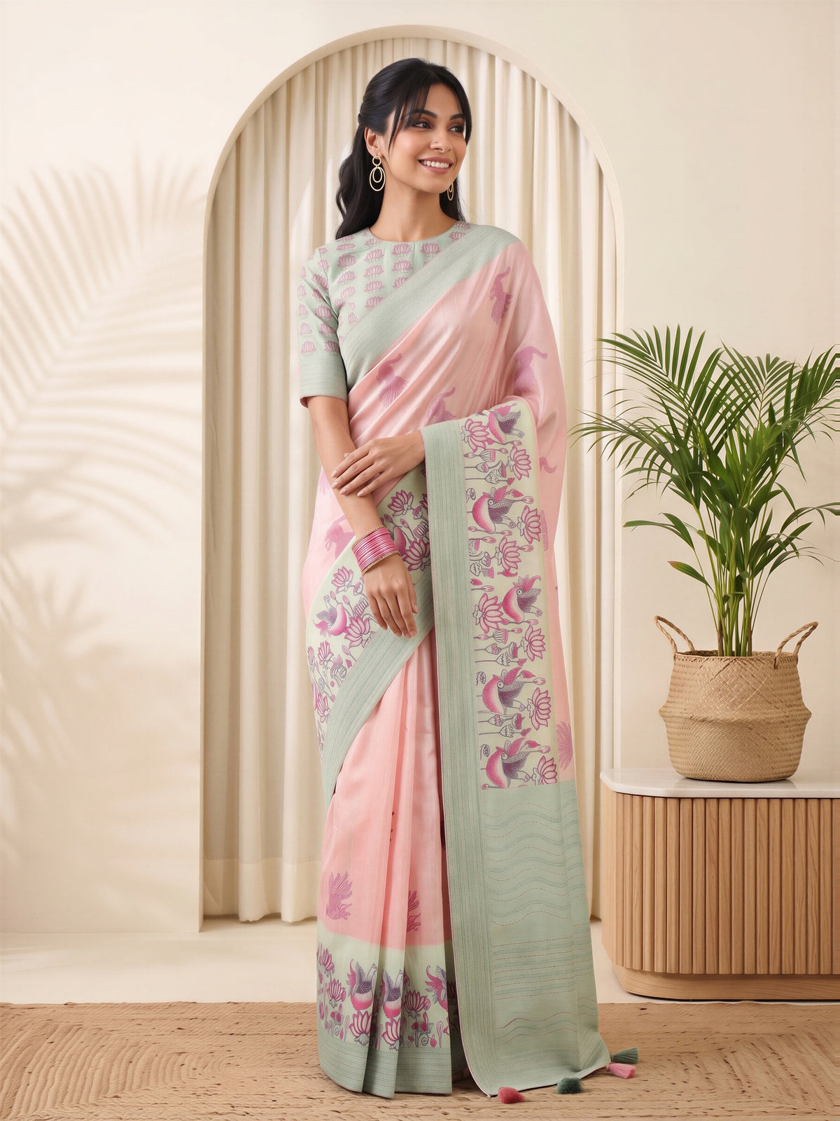 Pink Silk Blend saree – detail view 3