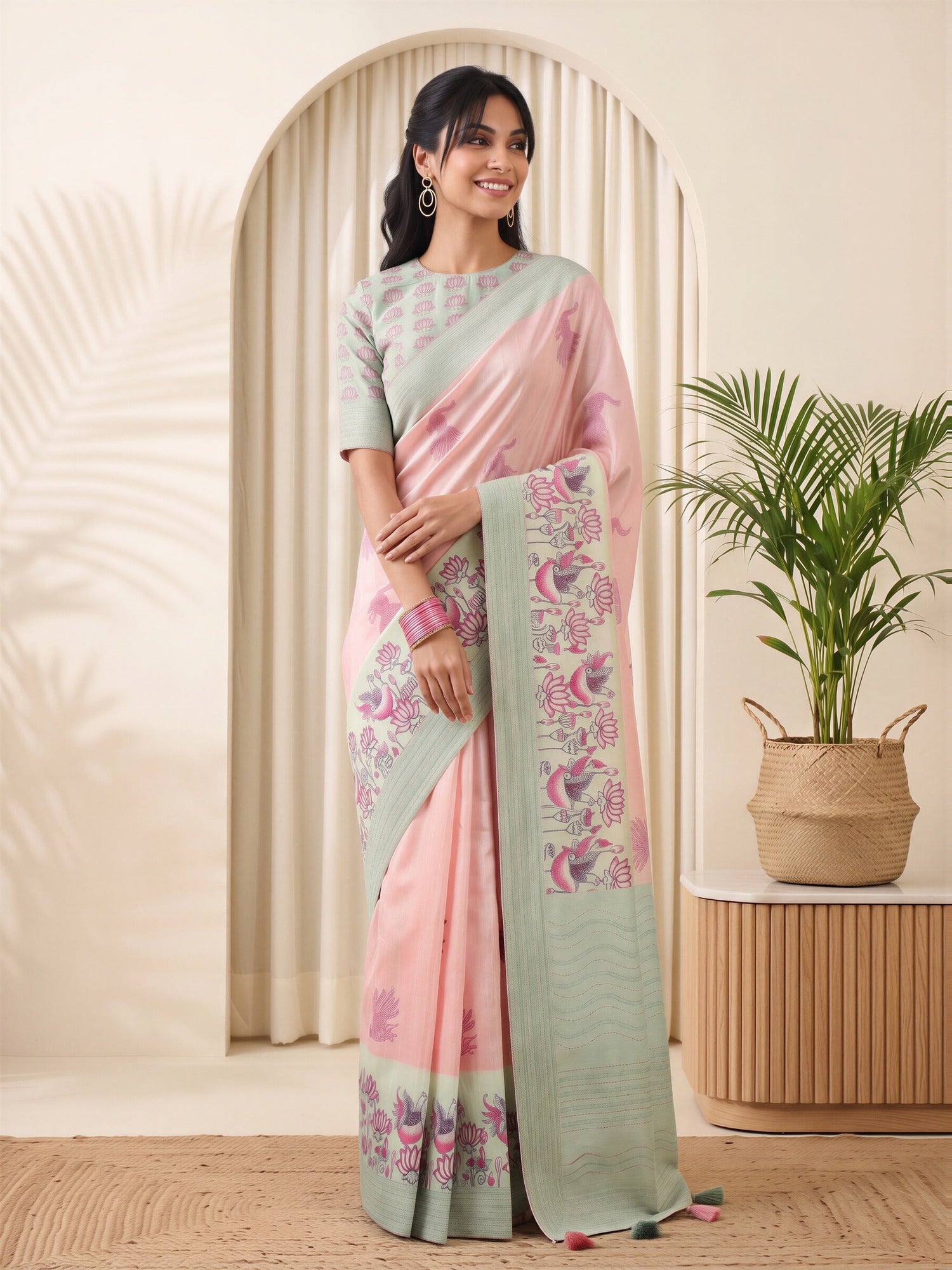 Pink Silk Blend saree – detail view 3
