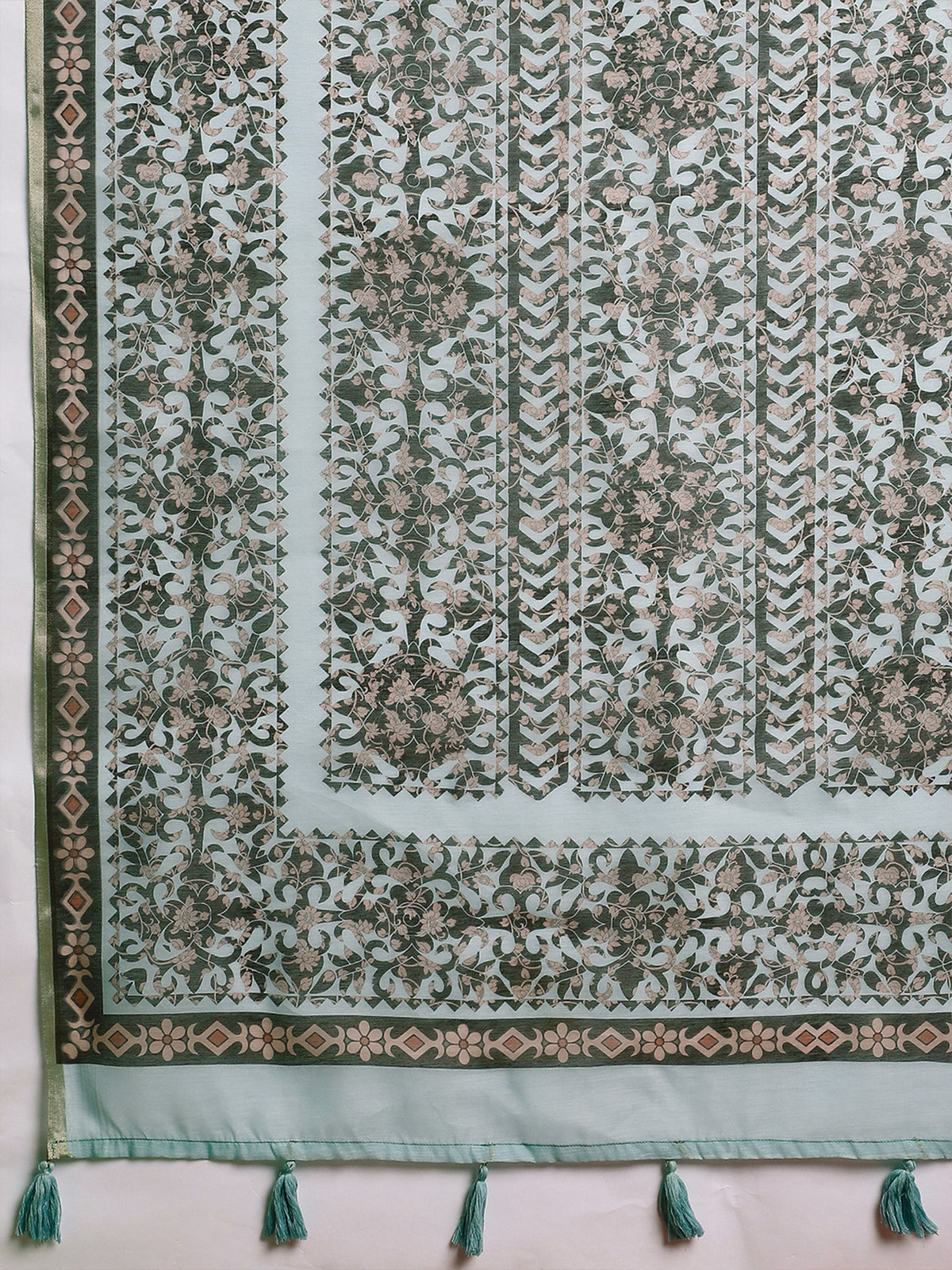 Light Blue Cotton Linen saree – detail view 5