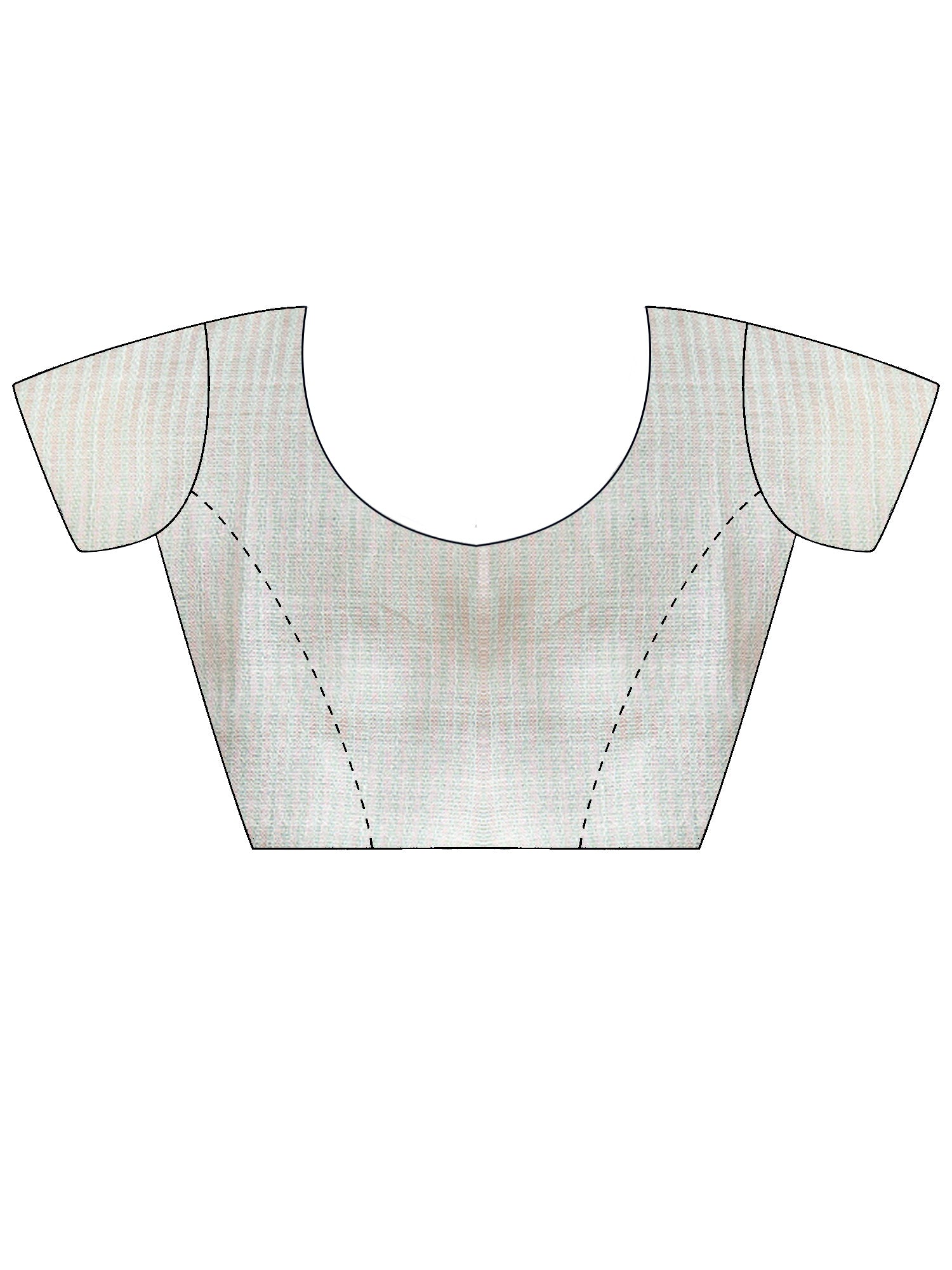 Unstitched mint green linen blouse piece with ethnic motif design