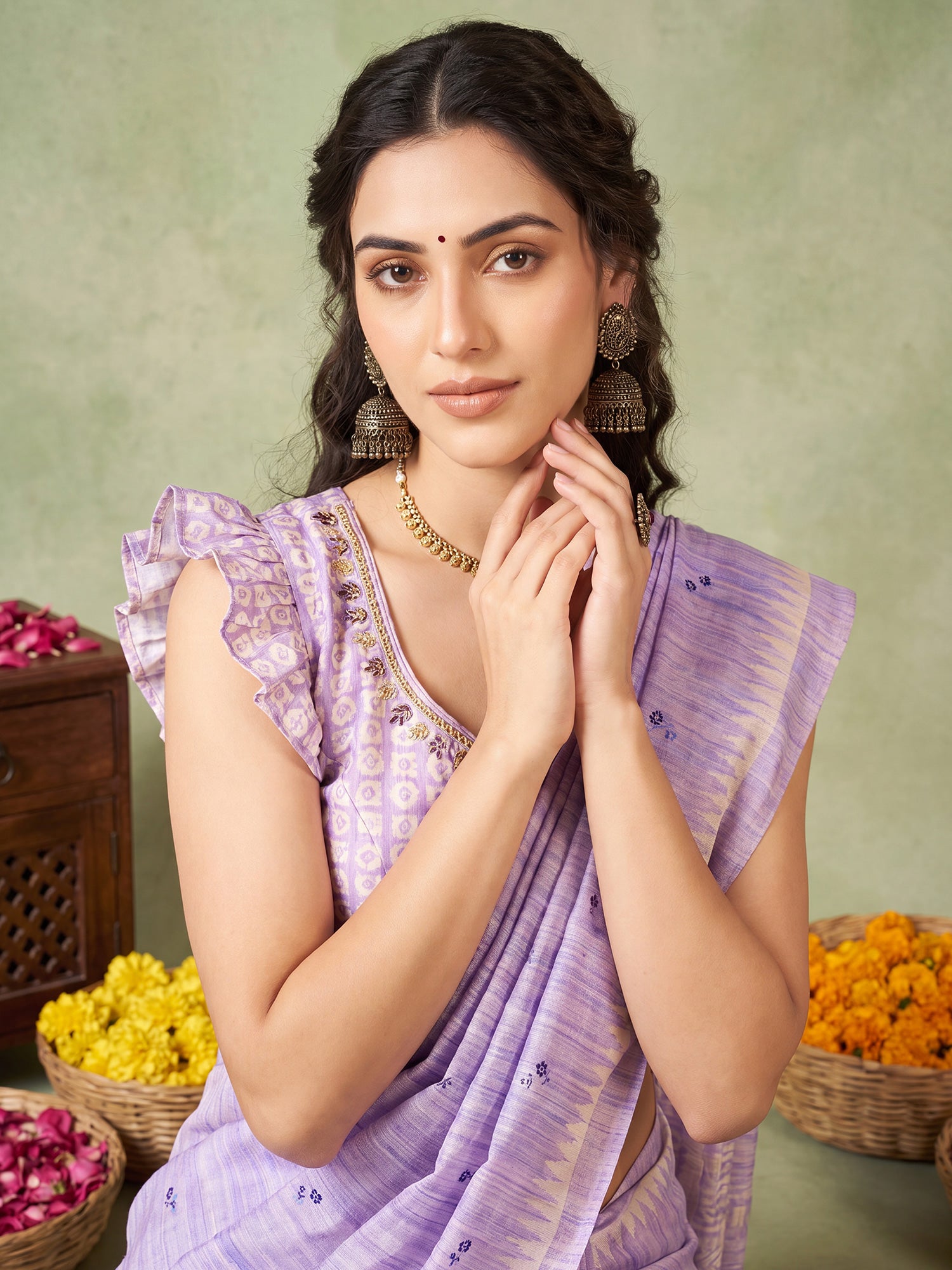 Lavender Silk Blend saree – detail view 4